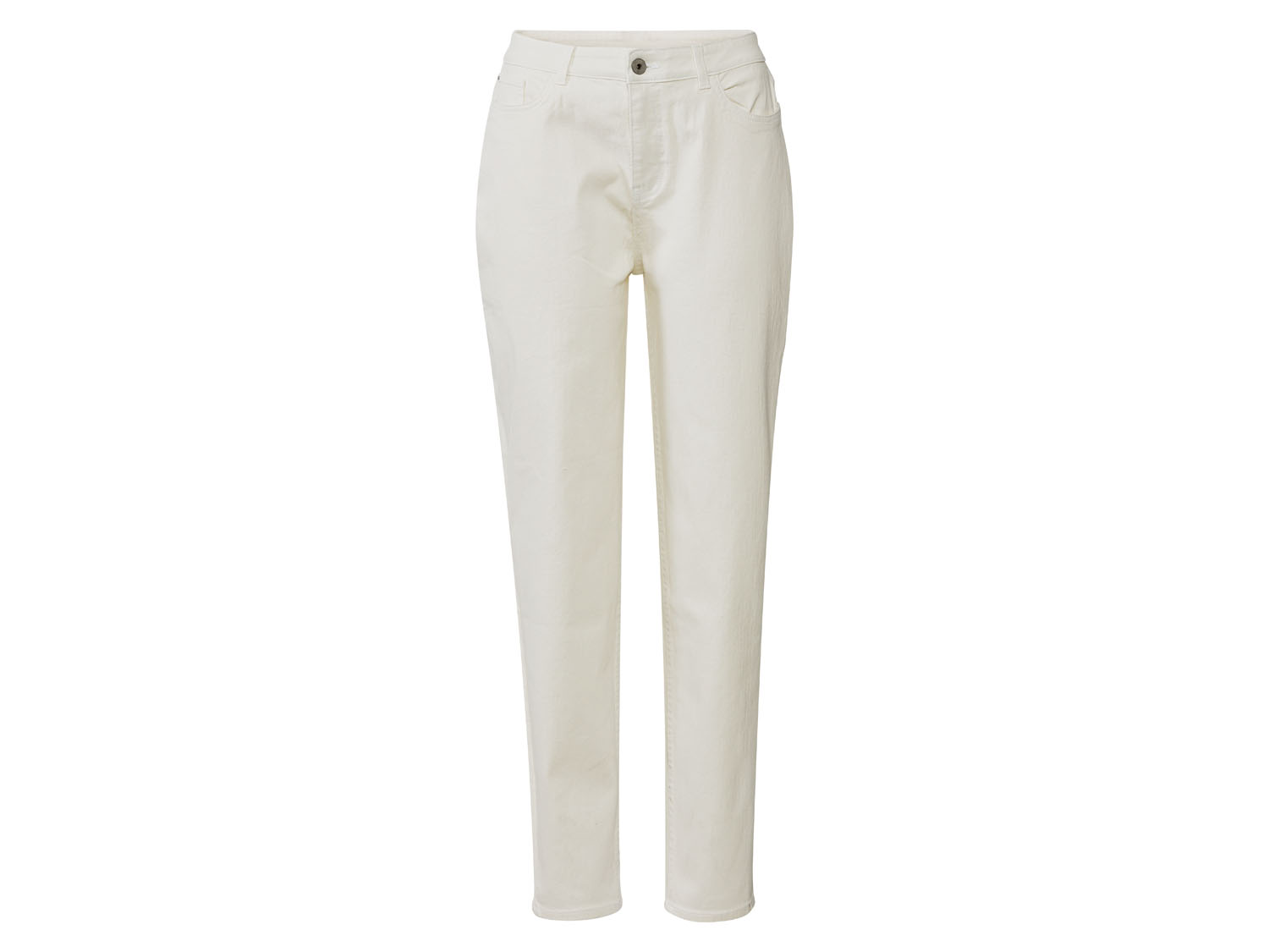 esmara Jeansy damskie szerokie z bawełną, mom fit 44, Kremowy