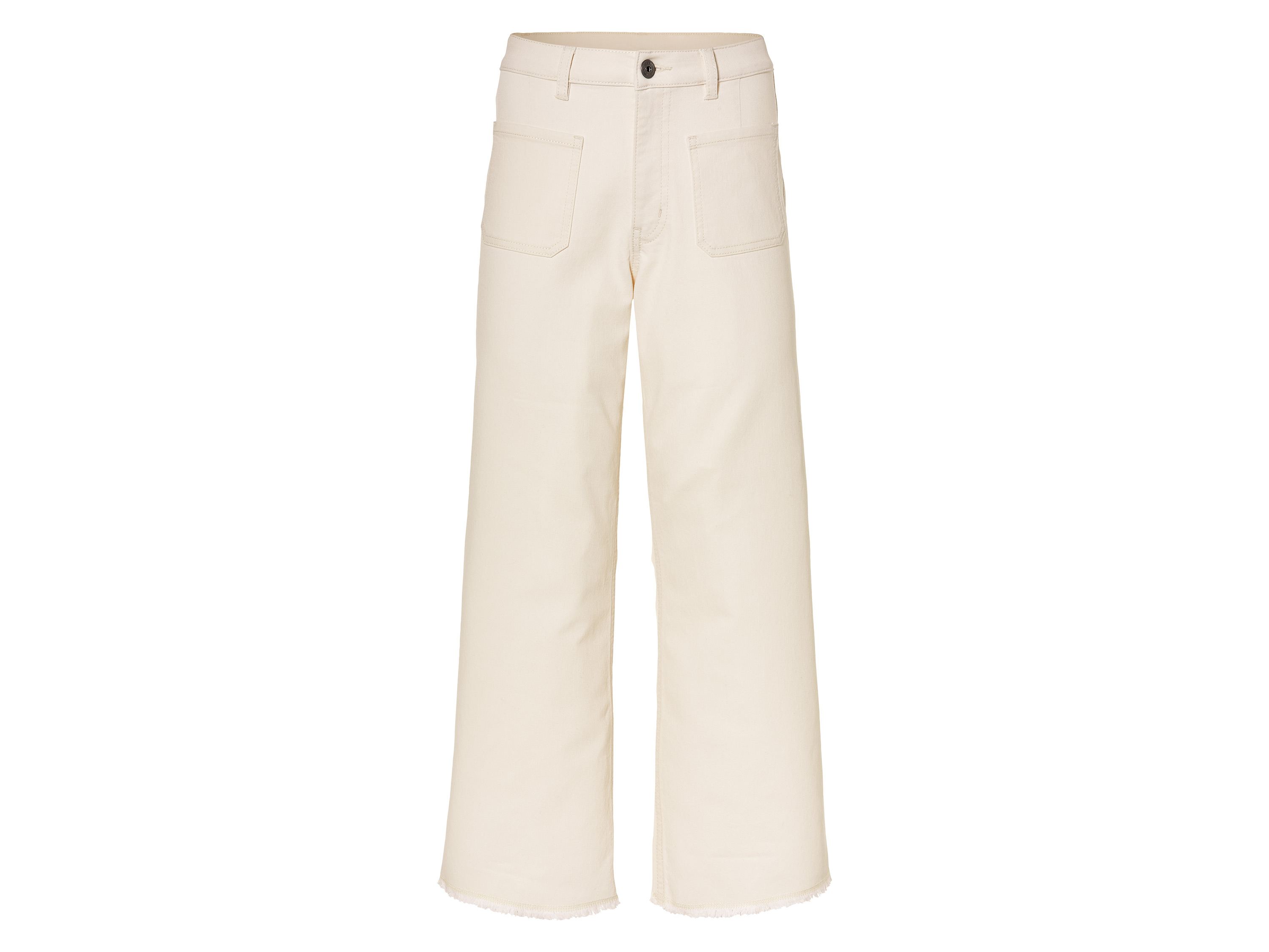 esmara Jeansy damskie z bawełną, wide leg, długość 7/8 42, Biały