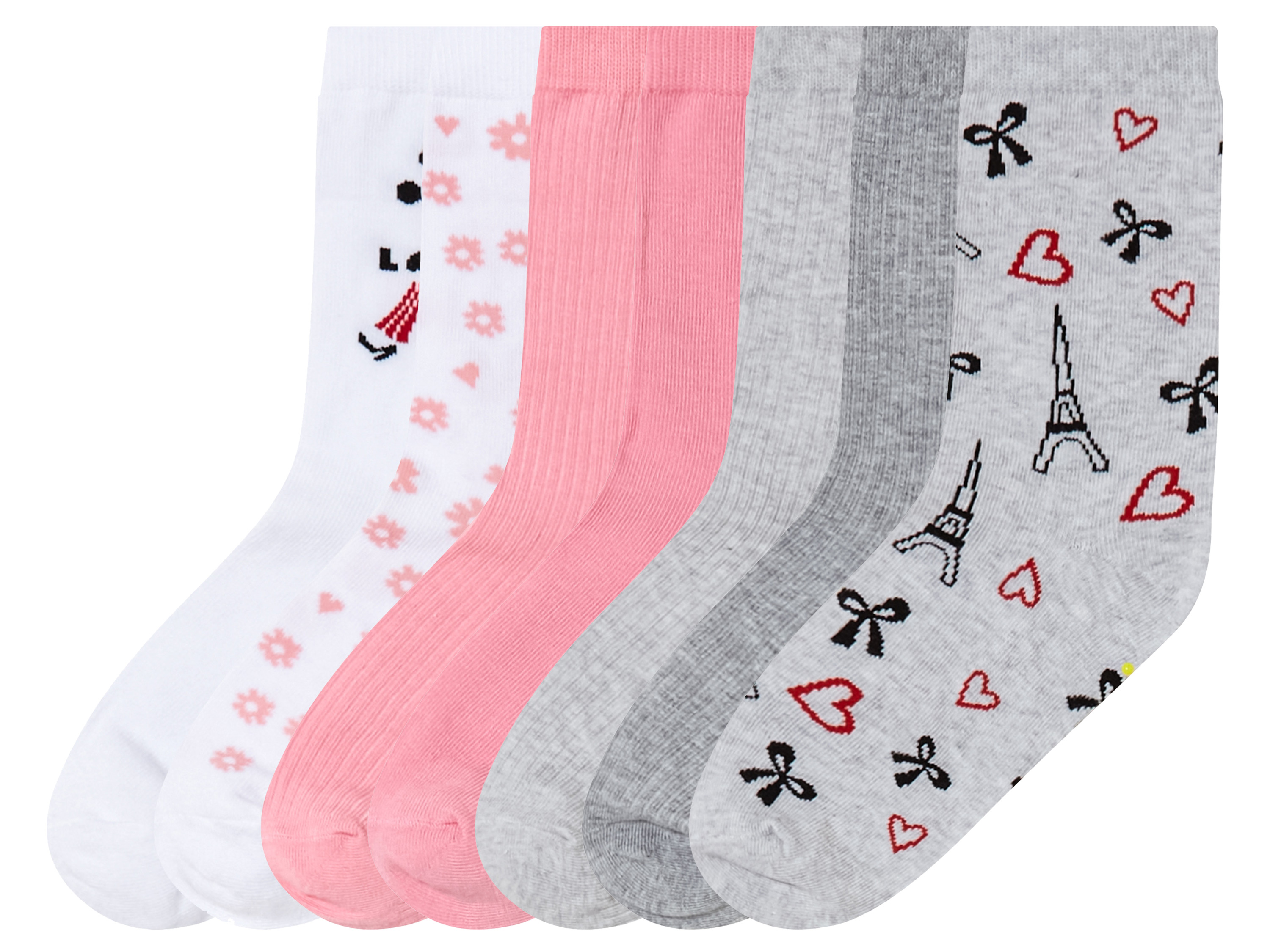 pepperts! Skarpetki dziecięce z bawełną organiczną, 7 par Biały/różowy/szary, 39-42