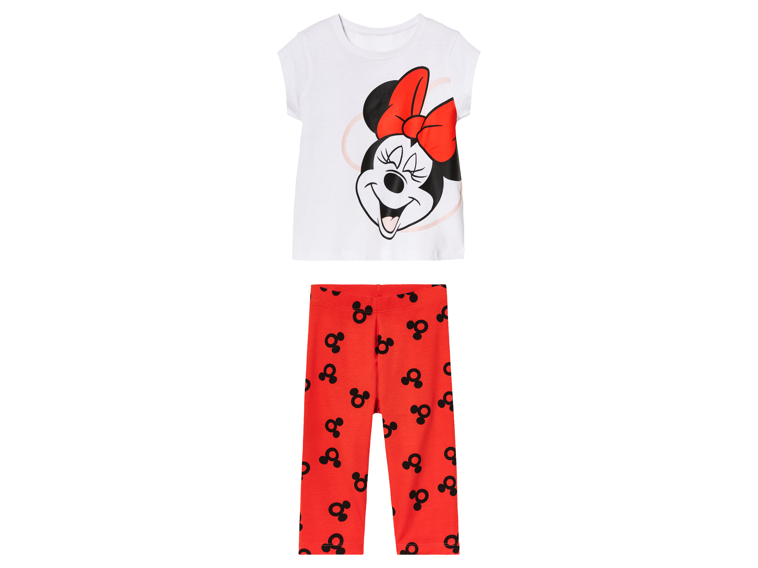 Komplet dziewczęcy z Myszką Minnie t-shirt + legginsy 3/4 134/140, Biały/czerwony