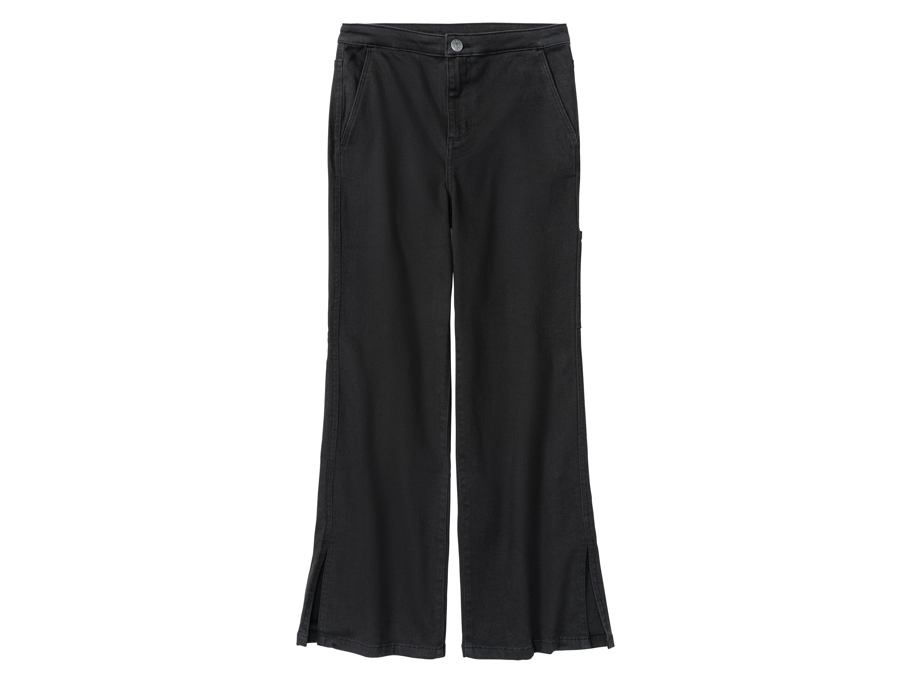pepperts! Jeansy dziewczęce z bawełną, wide leg 146, Czarny