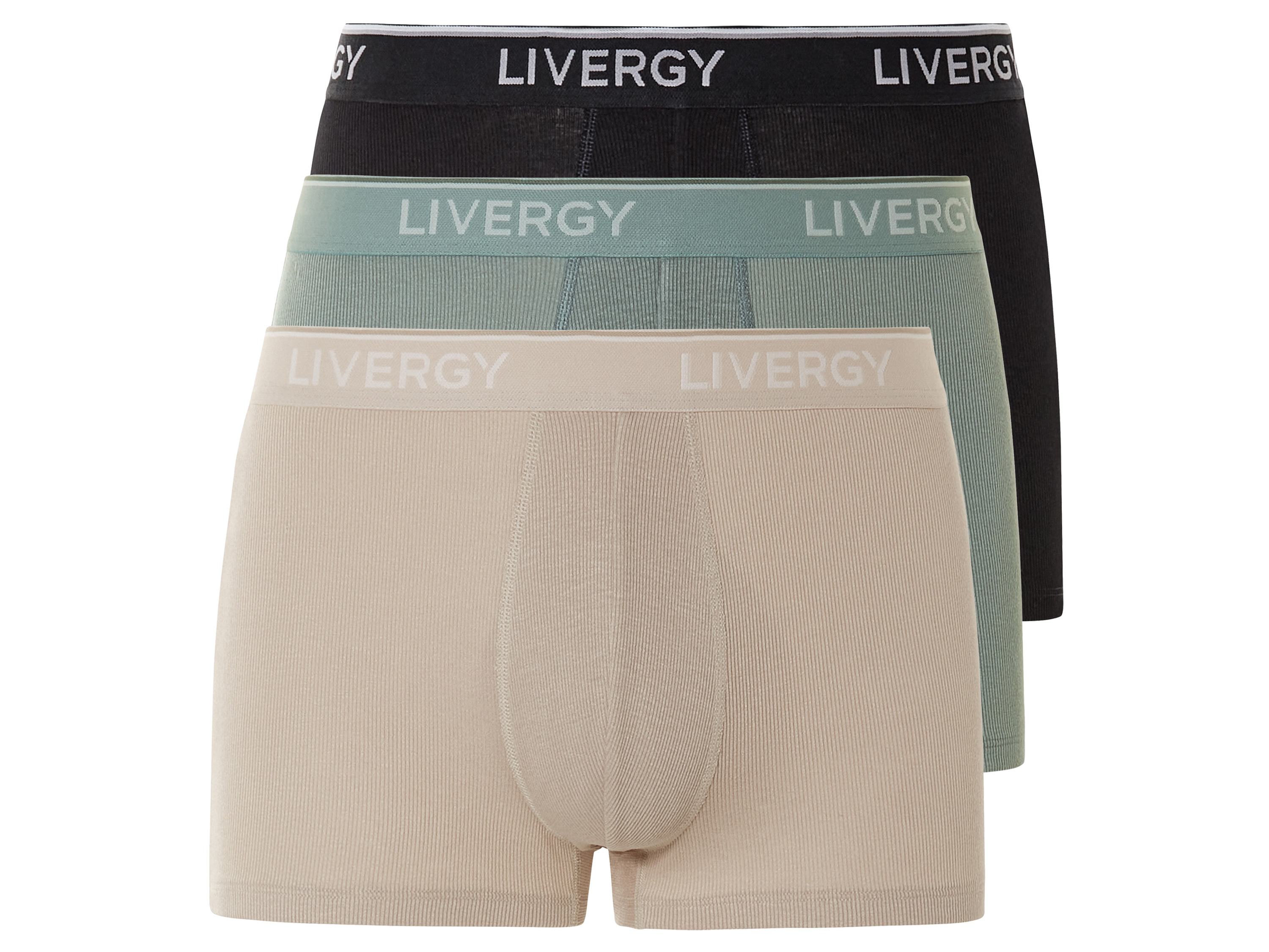 Livergy Bokserki męskie, 3 pary 8/Xxl, czarny/zielony/piaskowy