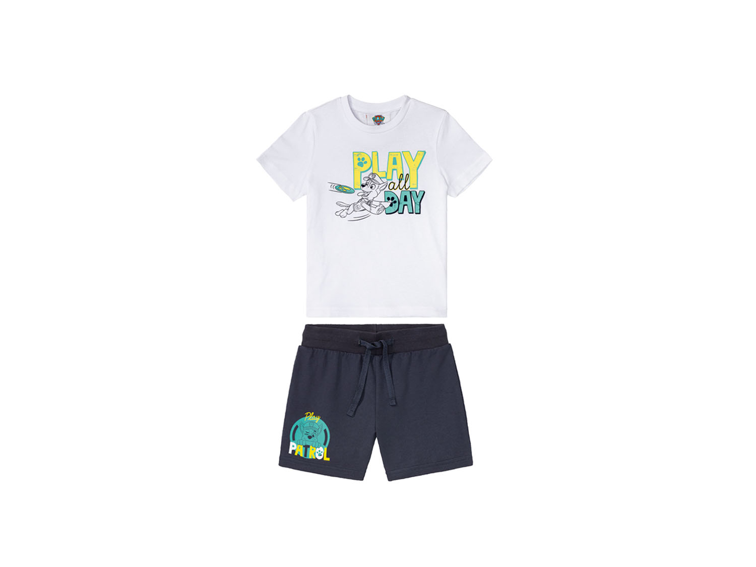 Komplet chłopięcy t-shirt + spodenki 110/116, Biały