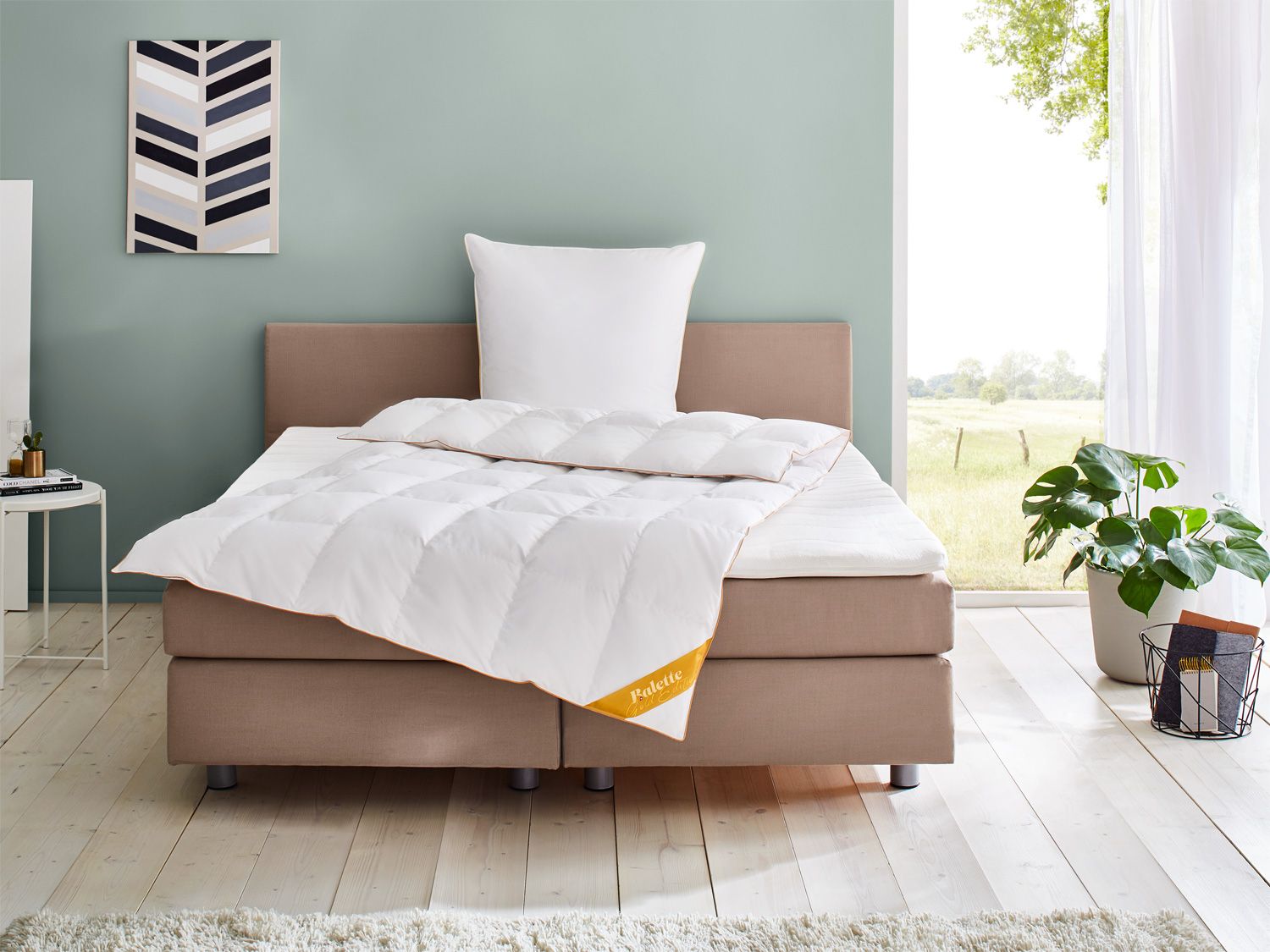 Kołdra kasetowa z gęsiego puchu Balette deLuxe Gold-Edition medium 200 x 220 cm