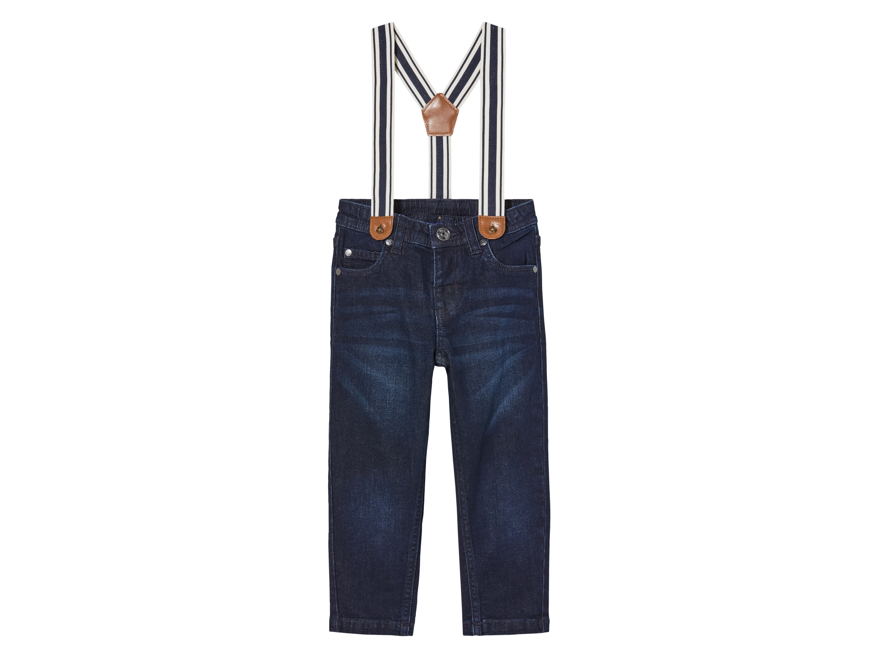 lupilu Jeansy dziecięce slim fit, z szelkami 104, Ciemnoniebieski