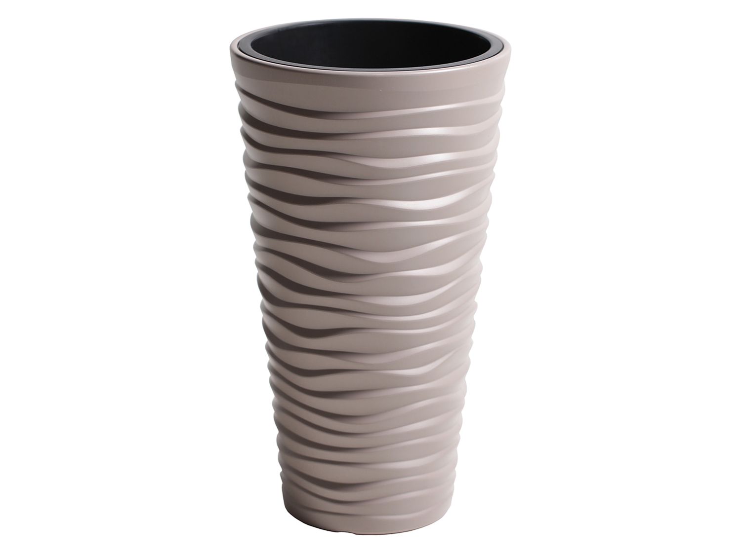 Prosperplast Doniczka Sand Slim, wyjmowany wkład, z poziomymi falami 35 x 62 x 35 cm szer. x wys. x gł., Mocca