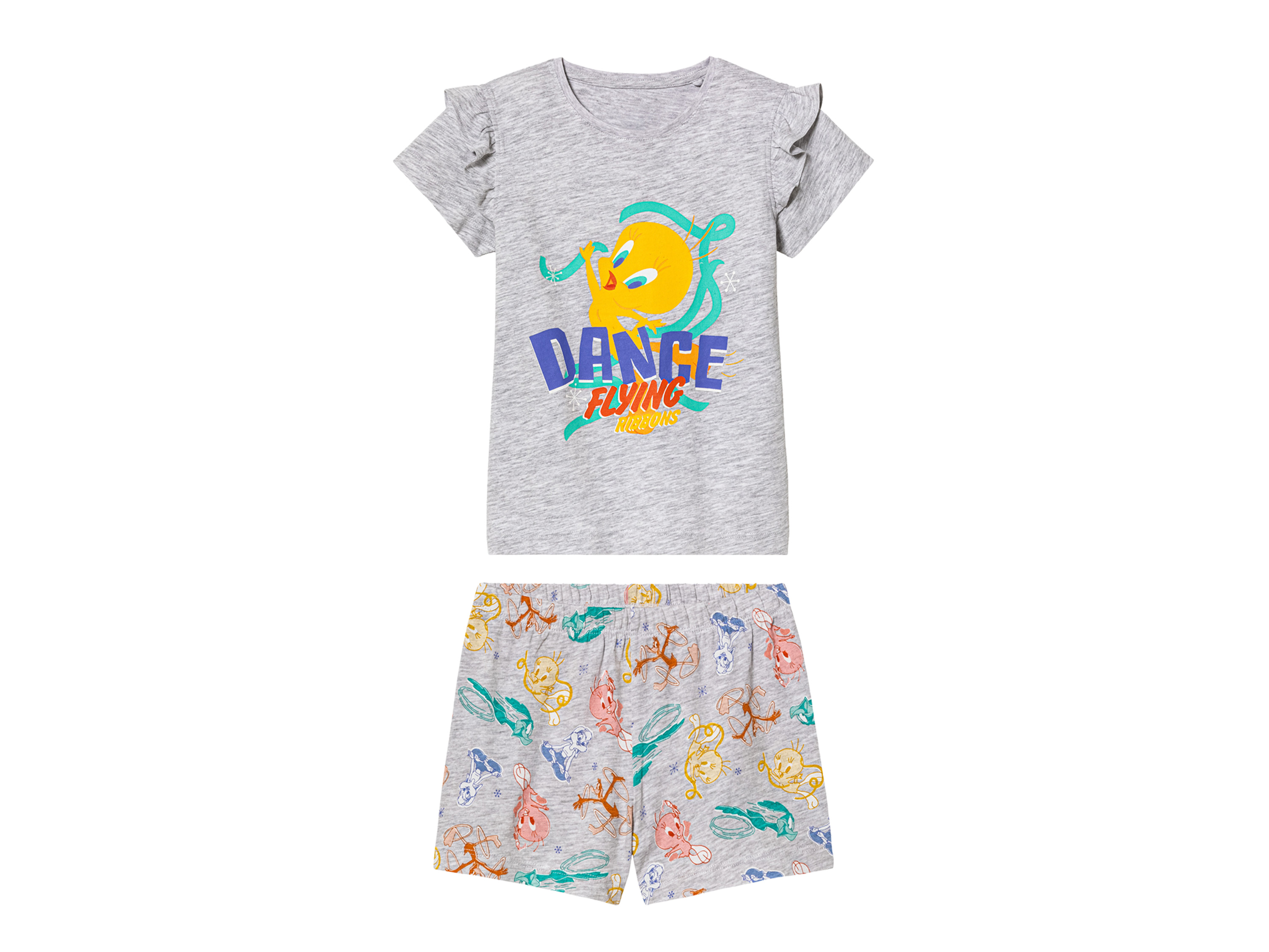 Piżama dziecięca z bawełną, z wzorami z bajek t-shirt + szorty Wzór Looney Tunes, 110/116
