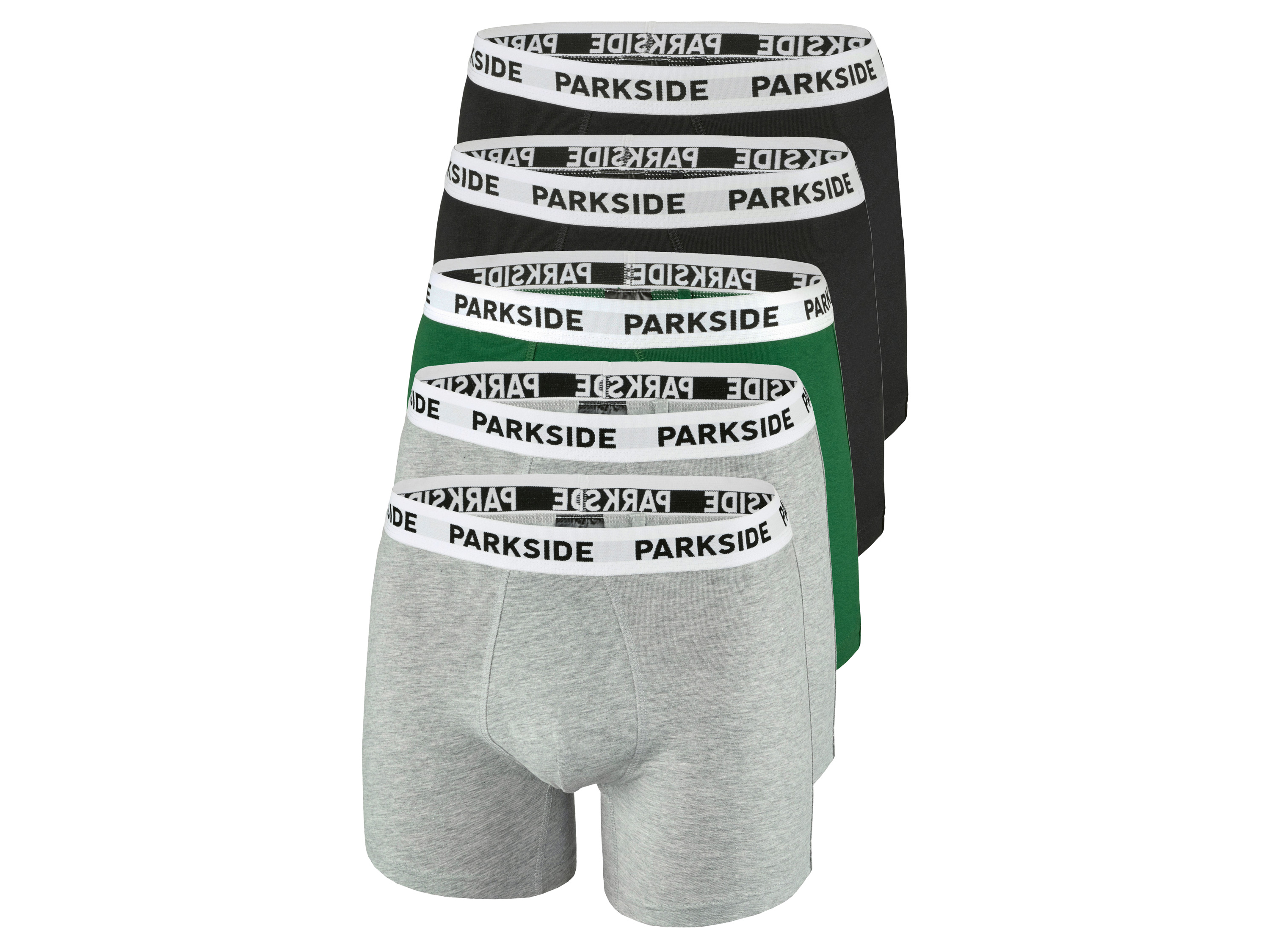 Parkside Bokserki męskie, 5 par Czarny/szary/zielony, 5/M