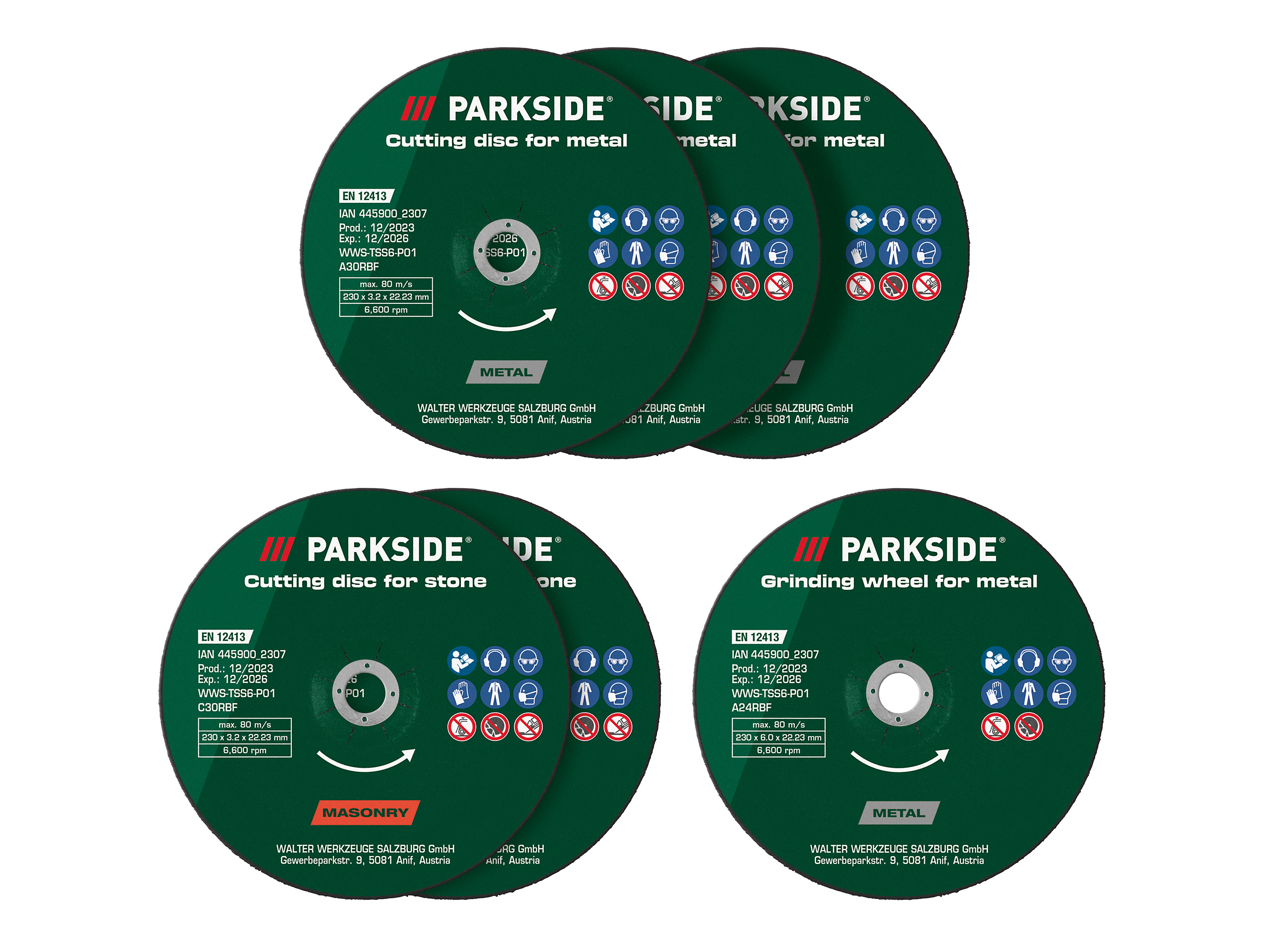 Parkside Zestaw tarcz tnących/szlifierskich diamentowych, Ø 230 mm Zestaw tarcz do cięcia lub obróbki zgrubnej