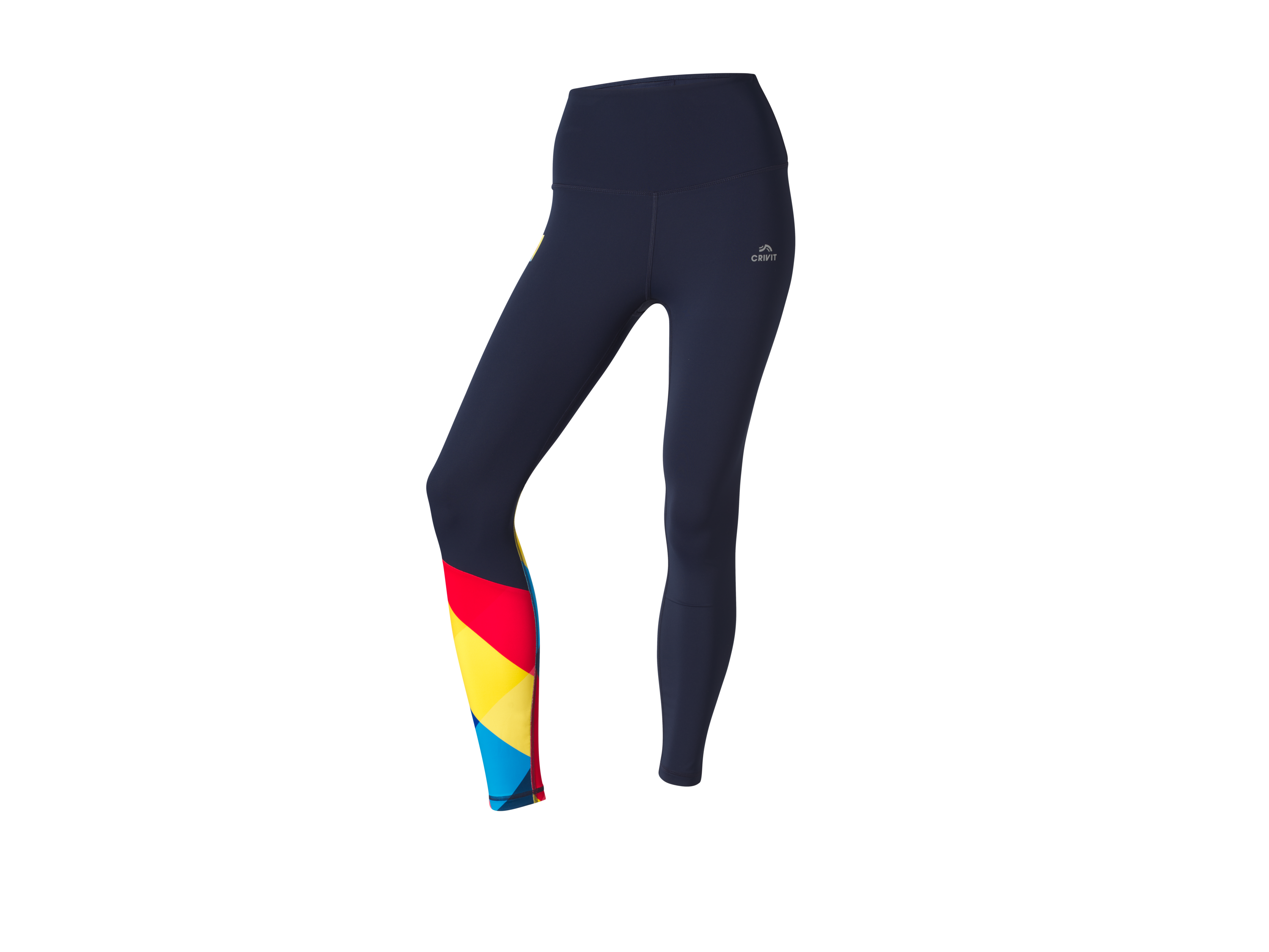 Crivit Legginsy funkcyjne Lidl-Trek damskie, z kieszonką na klucze granatowy/żółty/czerwony, M 40/42
