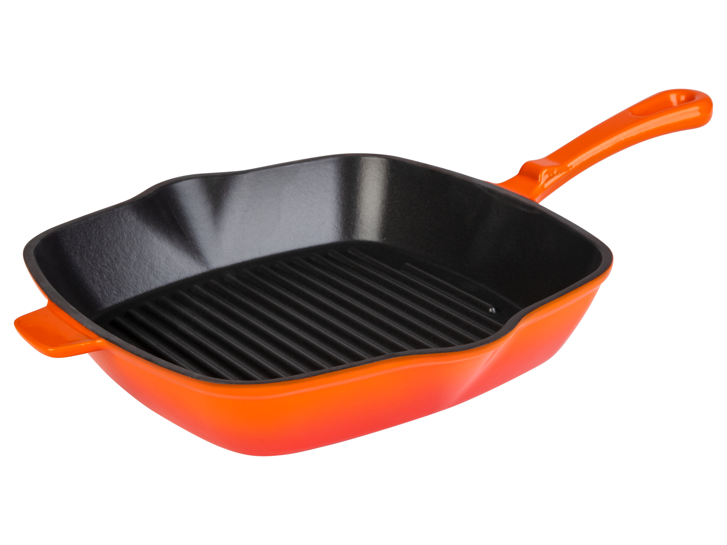 Livarno home Patelnia żeliwna grillowa, 24,5 x 24,5 cm Pomarańczowy