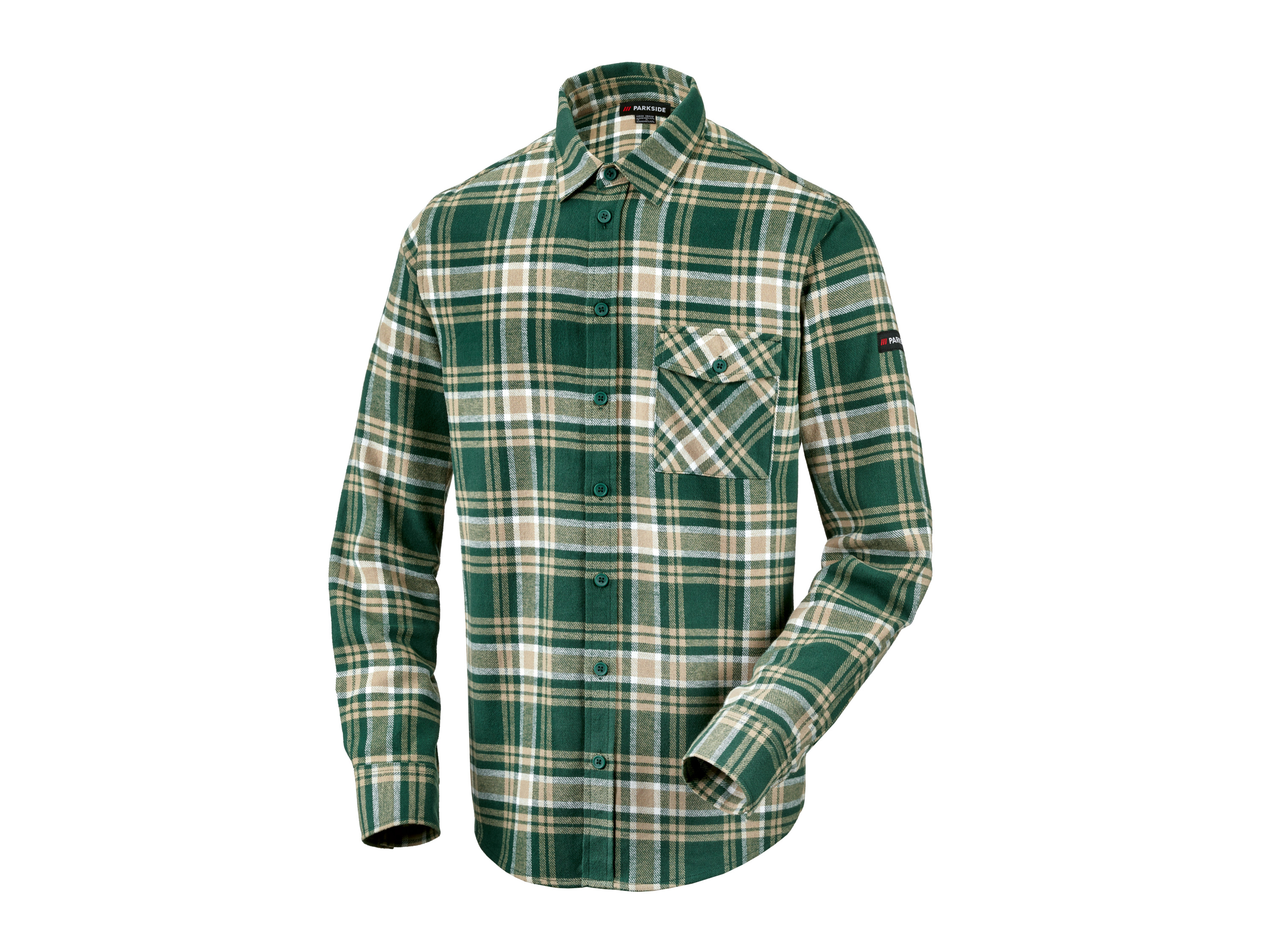 Parkside Koszula flanelowa męska z bawełny zielony/szachownica, XL