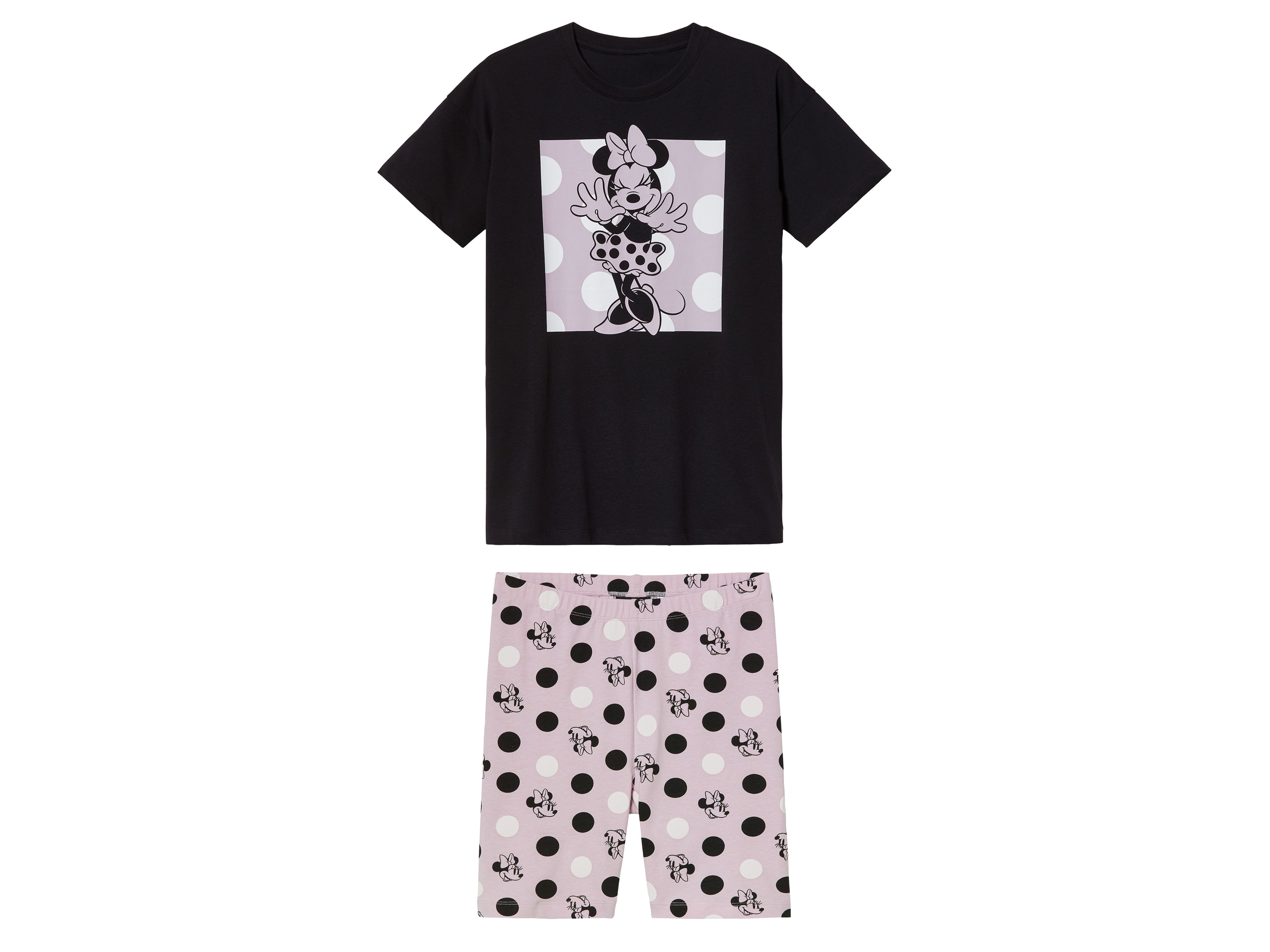Piżama dziewczęca z bawełną, z postaciami z bajek t-shirt + spodenki Myszka Minnie, 158/164