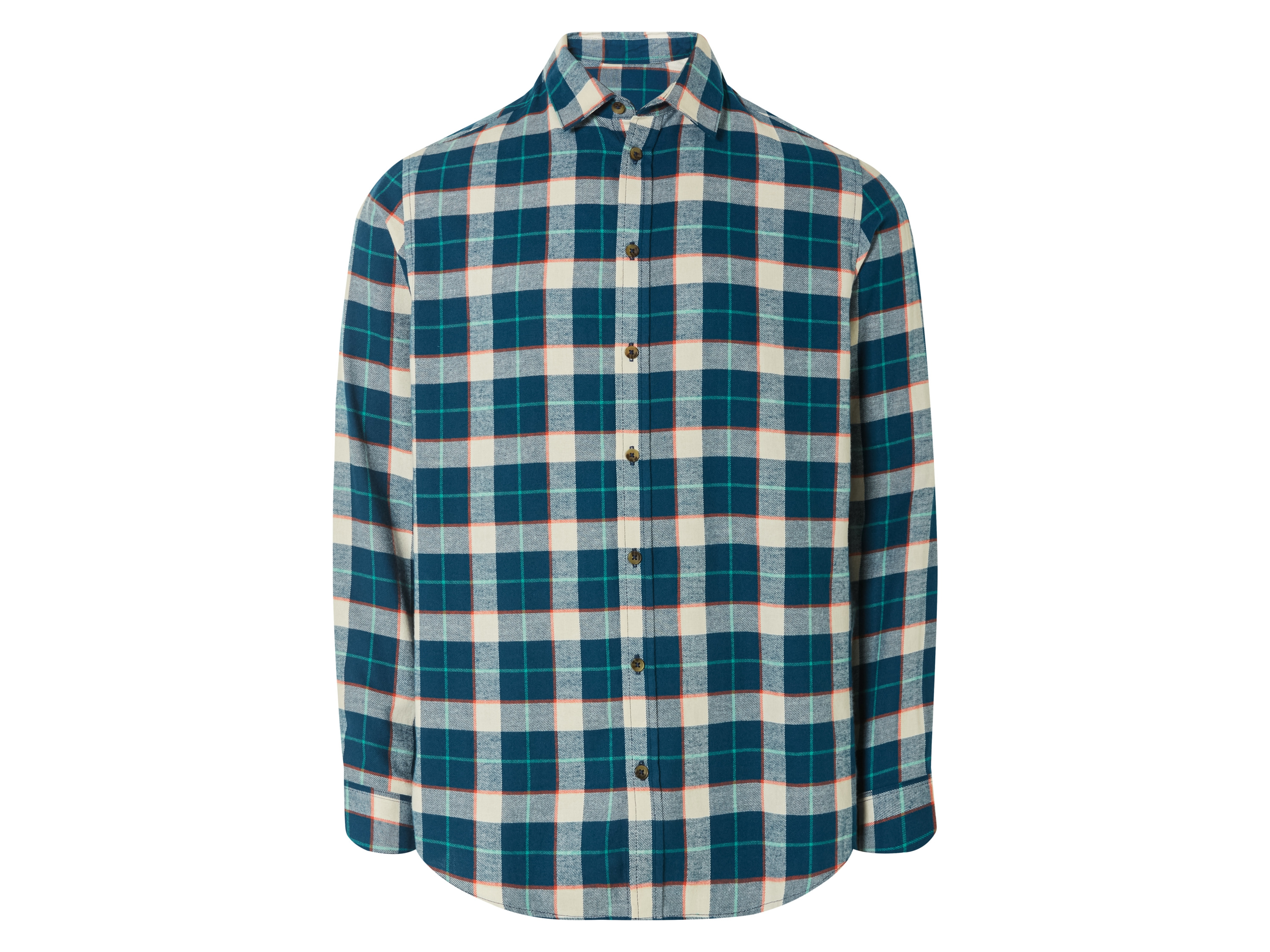 Livergy Flanelowa koszula męska casualowa L41/42, Sprawdź/niebieski/biały/pomarańczowy