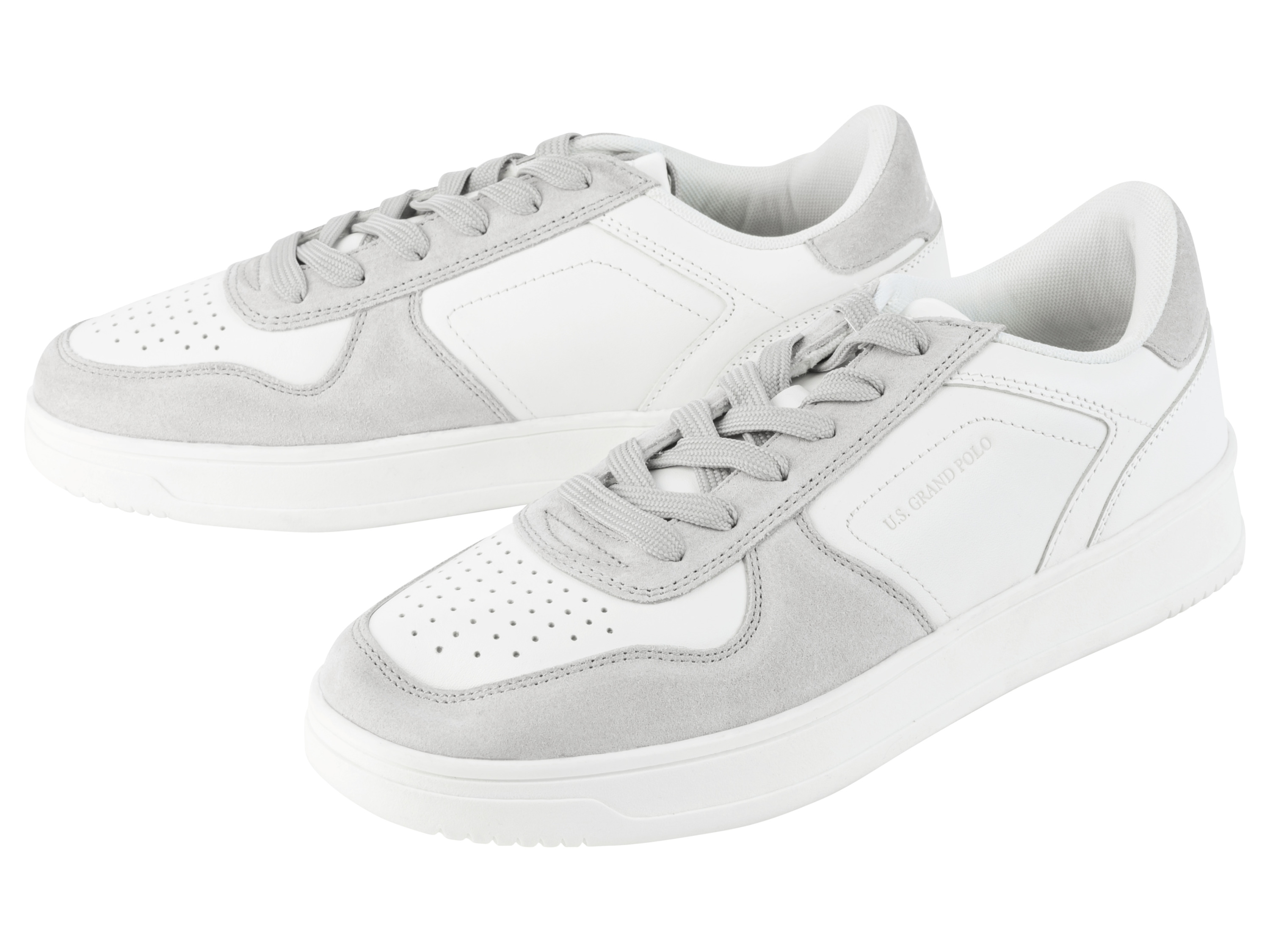 Livergy Sneakersy męskie skórzane U.s. Grand Polo Biały/szary, 43