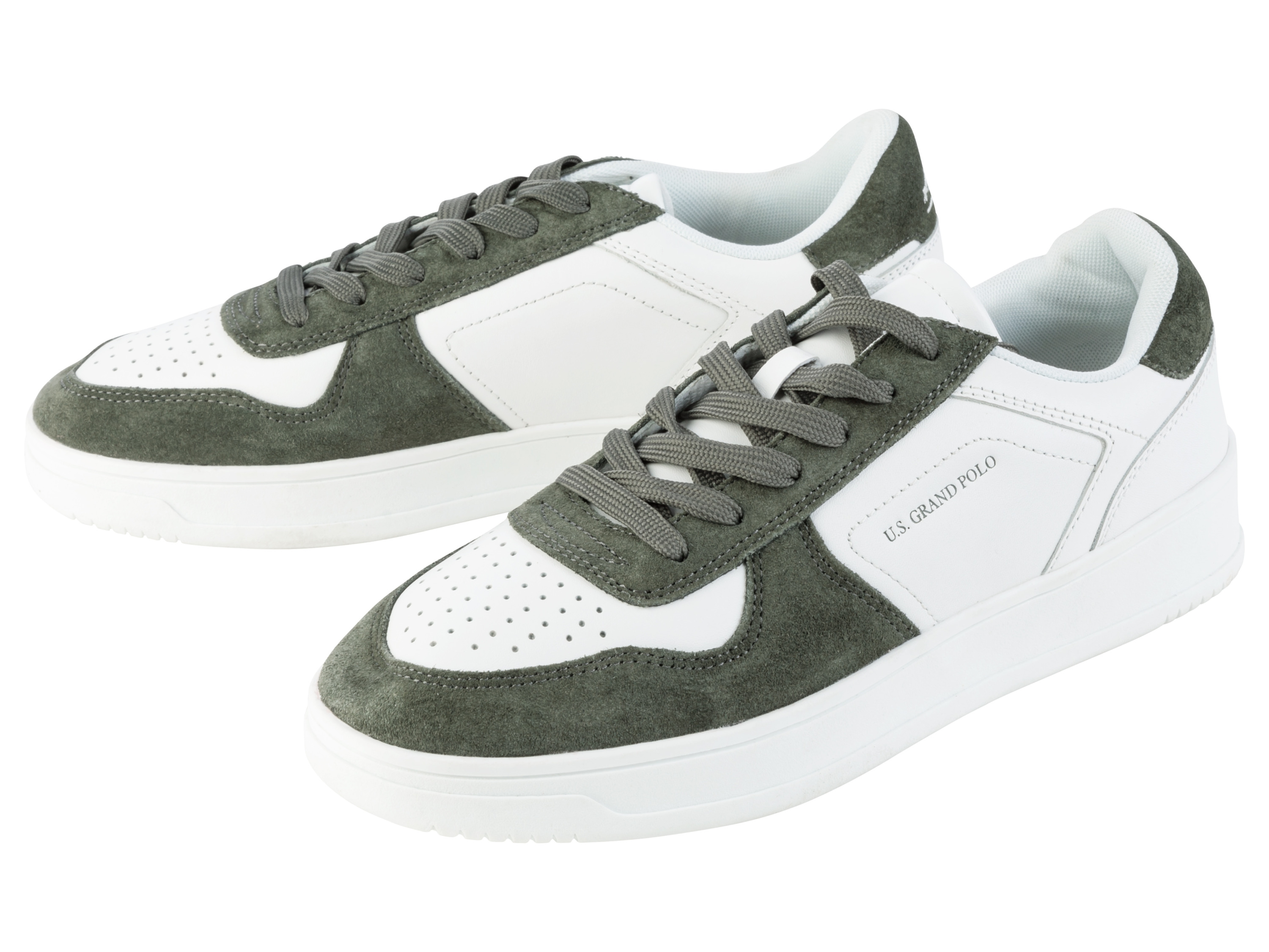 Livergy Sneakersy męskie skórzane U.s. Grand Polo Biały/zielony, 46