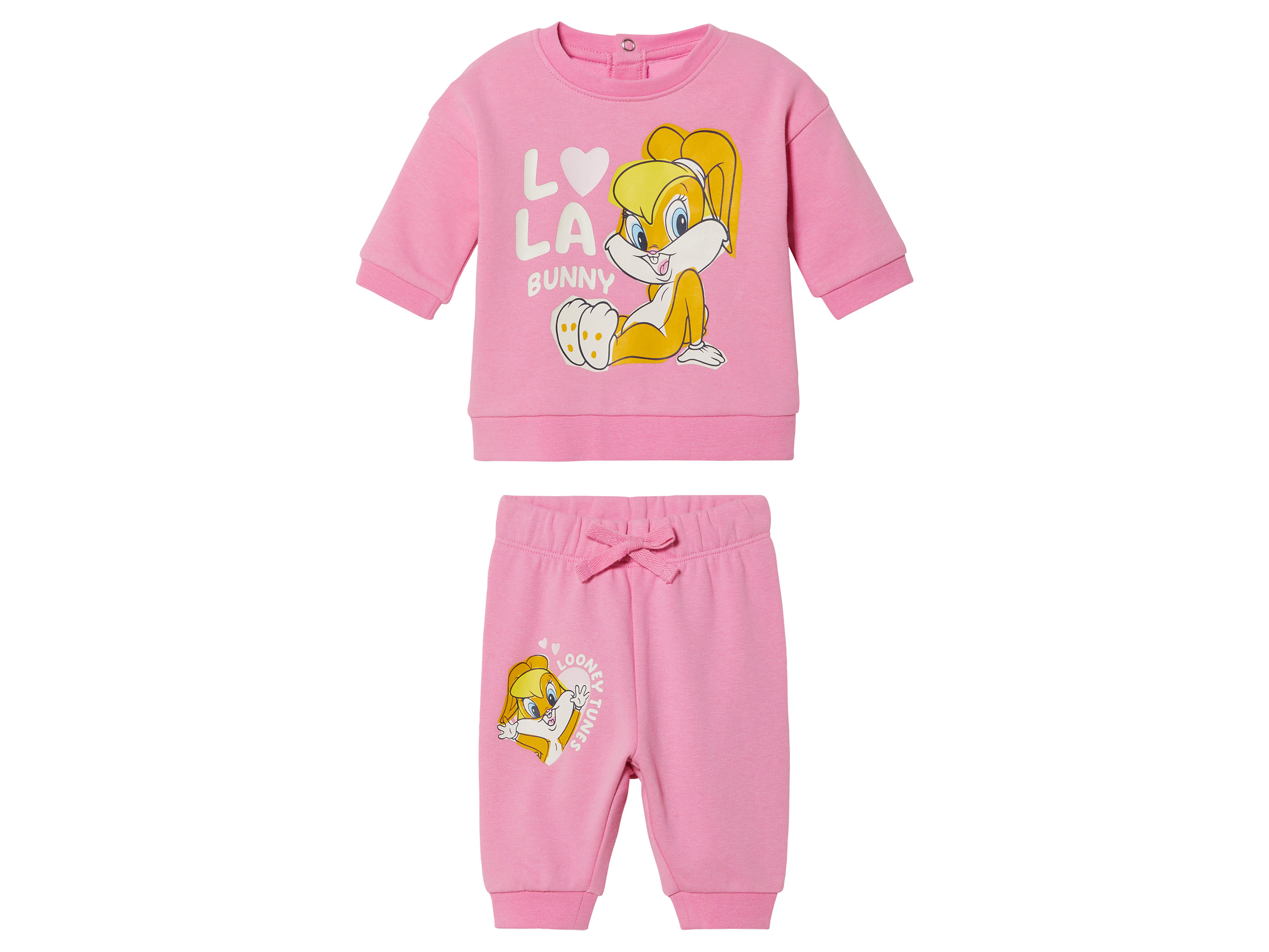 Dres niemowlęcy z bawełną, z postaciami Looney Tunes koszulka + spodnie 74/80, Różowy