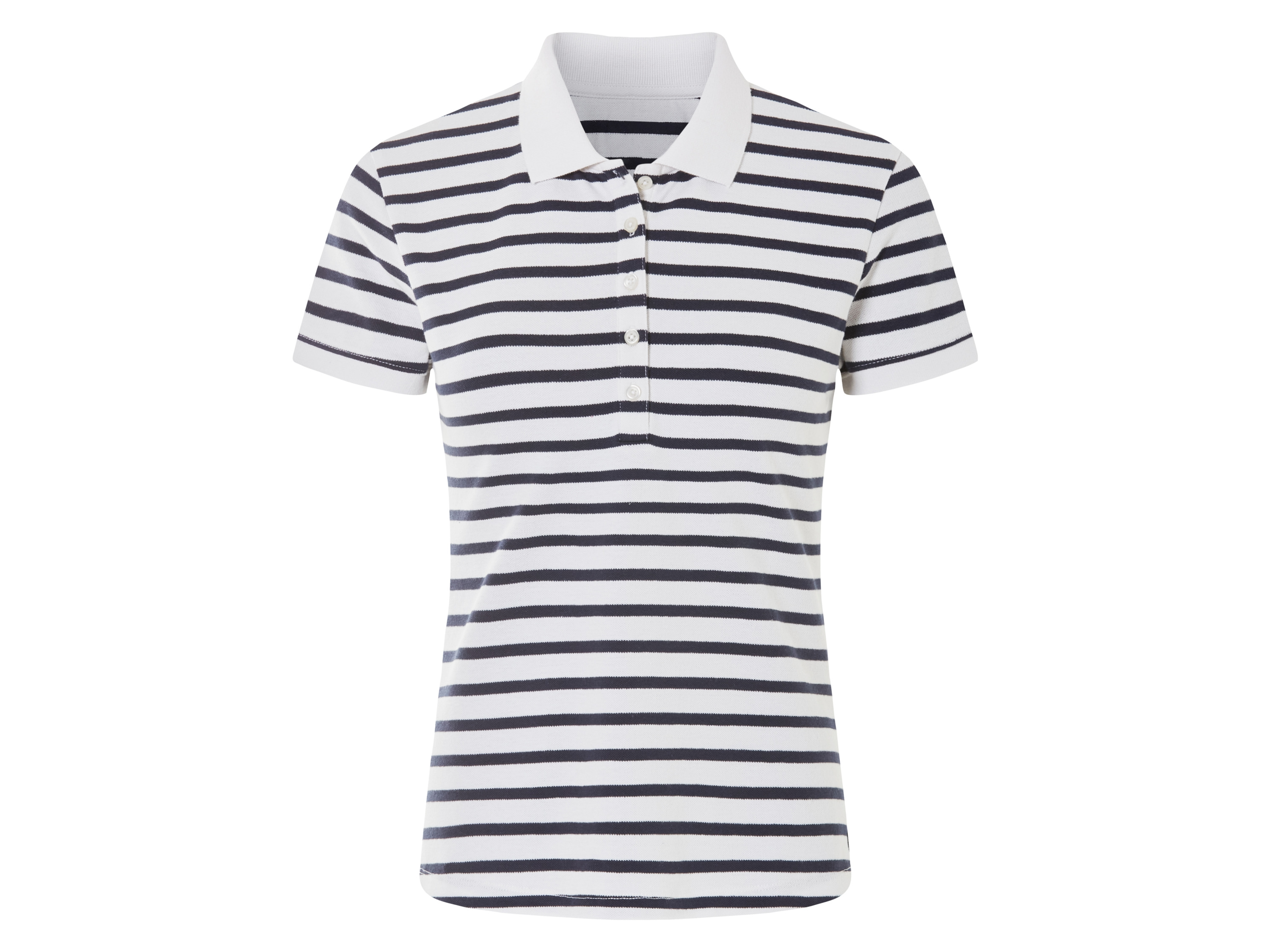 esmara T-shirt polo damski z bawełną W paski/ biały, Xl48/50
