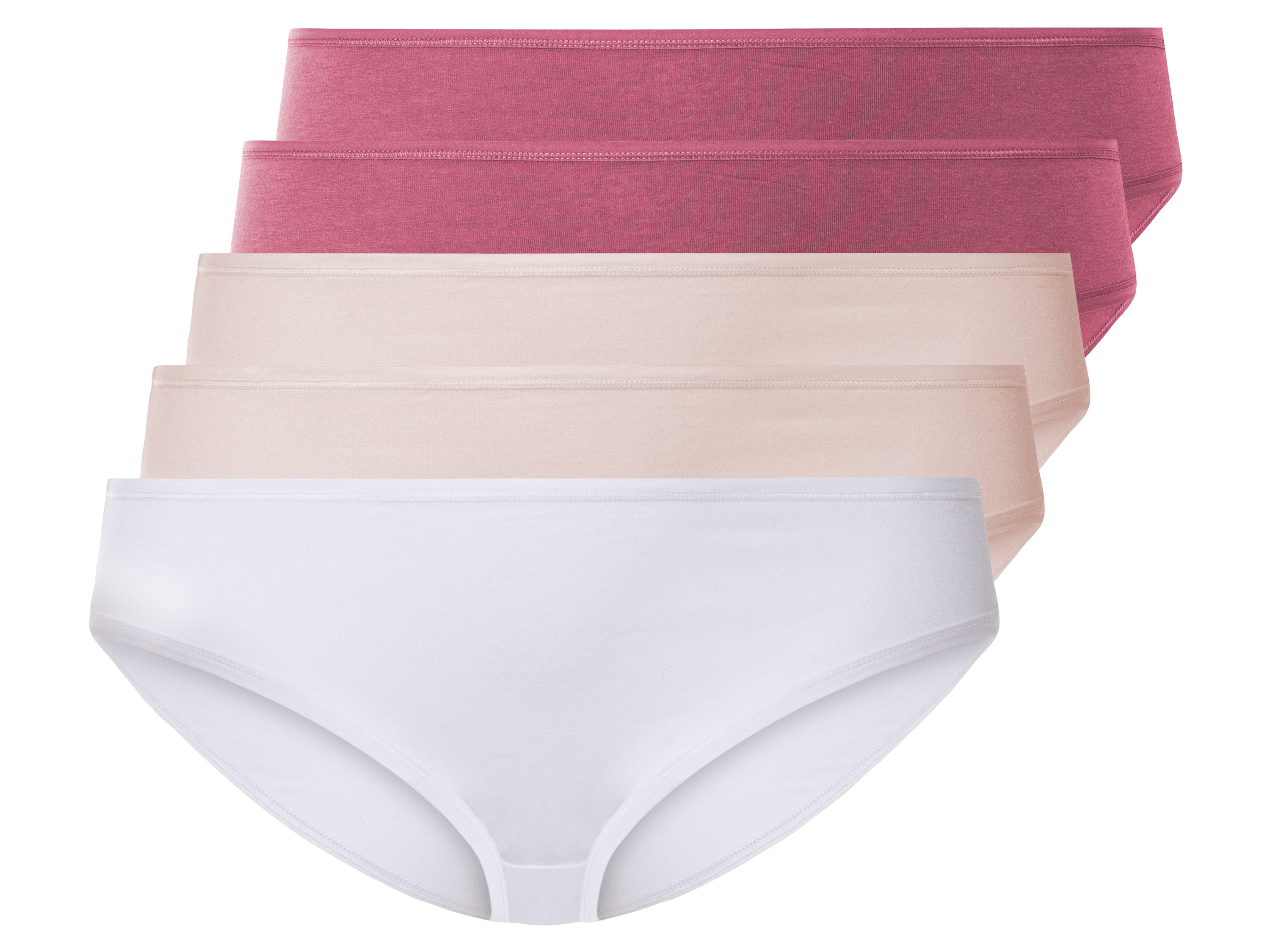 esmara Figi damskie z bawełną, 5 par 3Xl56/58, Czerwony/ różowy/biały