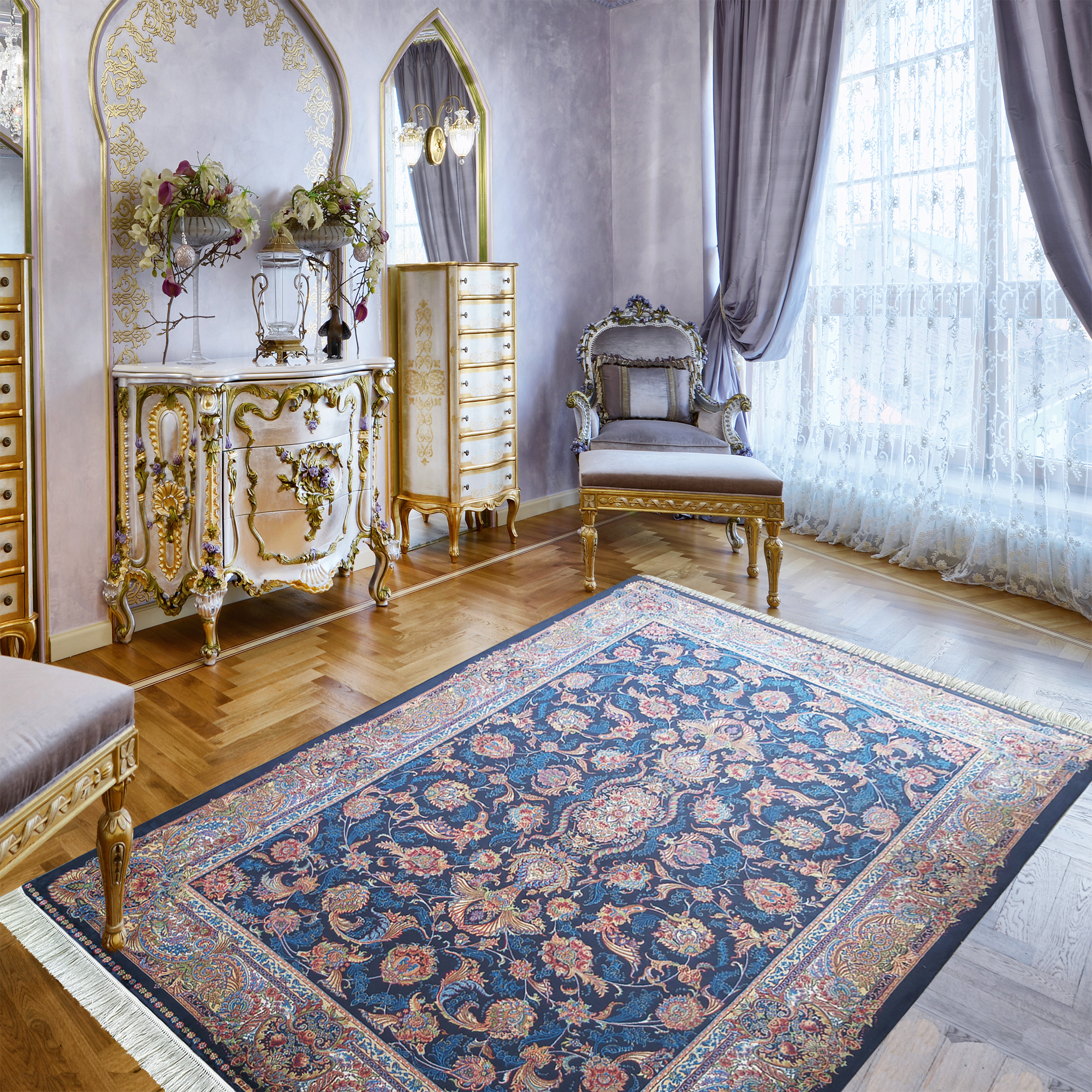 Dywan - 160 x 230 cm - Granatowy - Ekskluzywny - Dywanopol