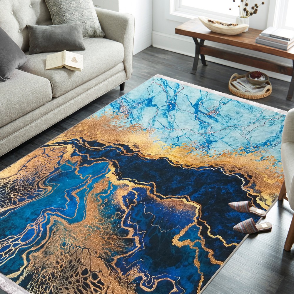 Dywan - 80 x 150 cm - Niebieski - Nowoczesny - Dywanopol