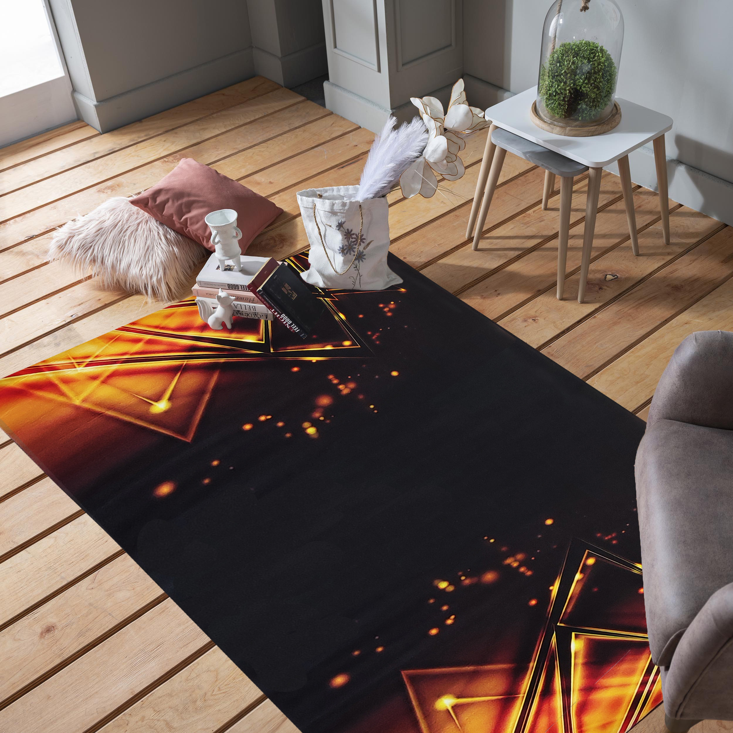 Dywan - 80 x 150 cm - Czarny ze złotym - Nowoczesny - Dywanopol