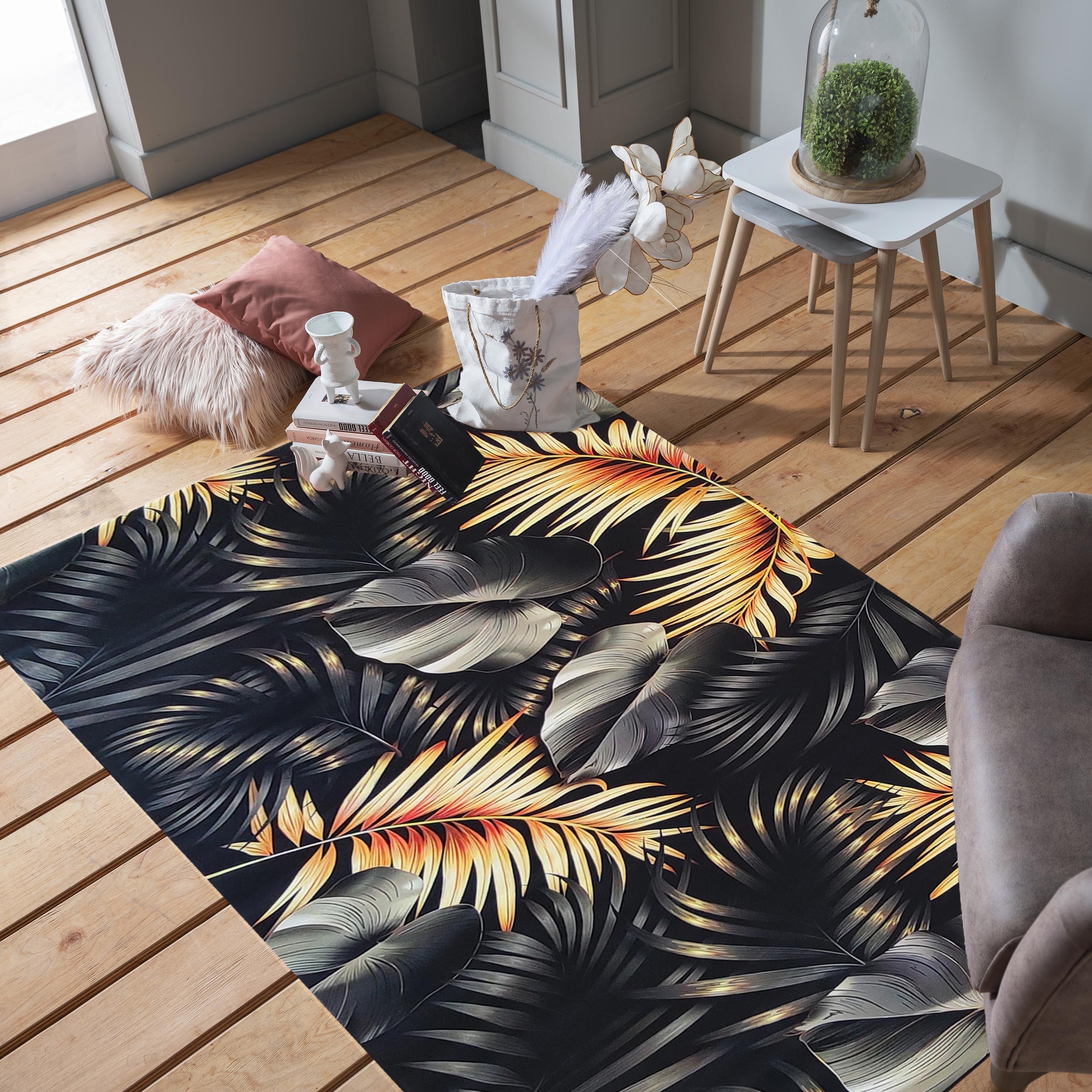 Dywan - 160 x 220 cm - Czarny ze złotym - Nowoczesny - Dywanopol