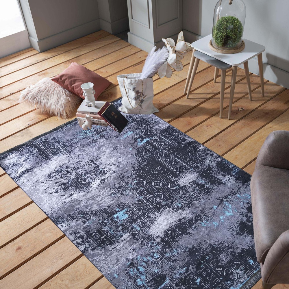 Dywan - 160 x 230 cm - Czarny, srebrny, niebieski - Nowoczesny - Dywanopol