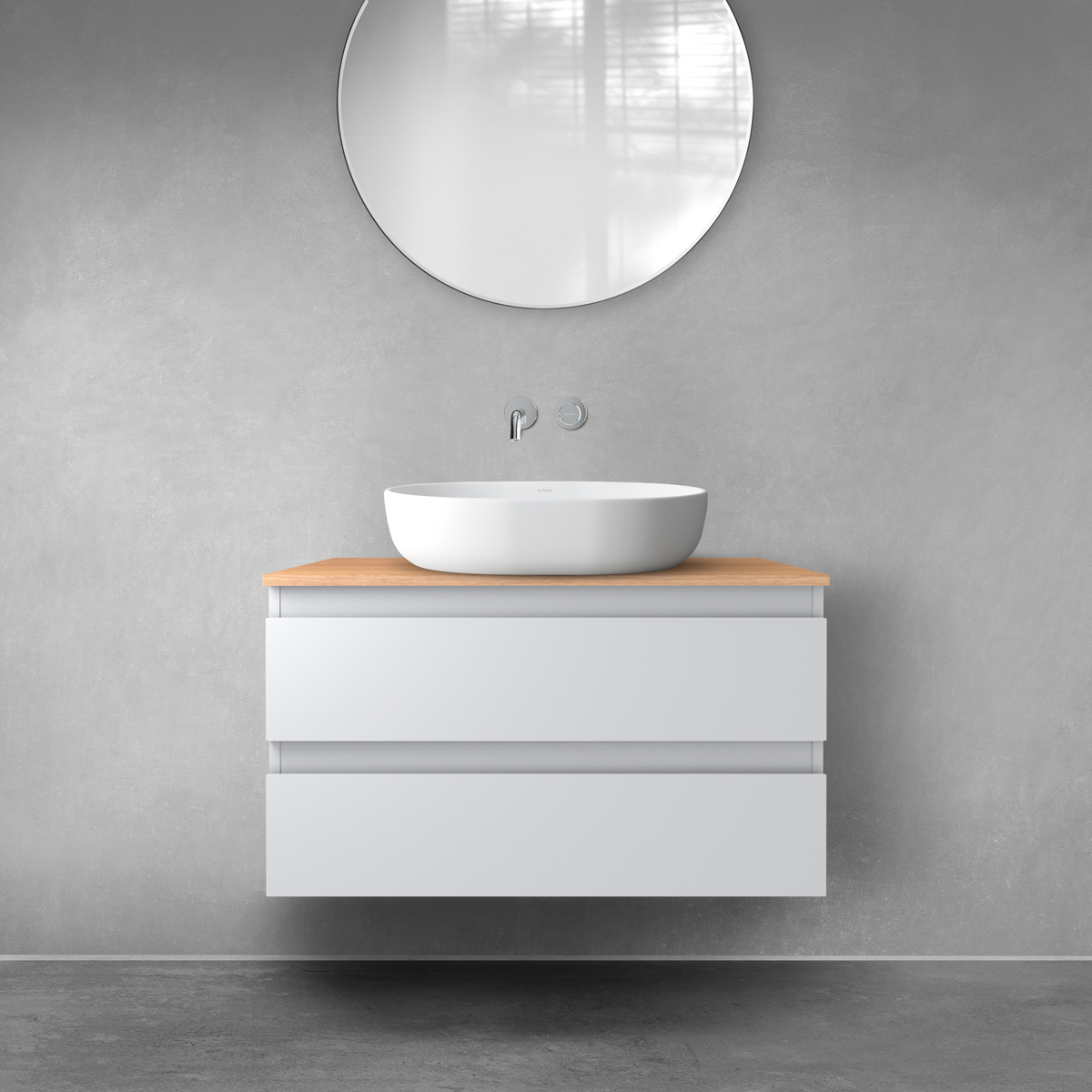 Darmowa Dostawa - Szafka z blatem 80x46.4x48.6 cm podumywalkowa wisząca szara Oltens Vernal 68125700