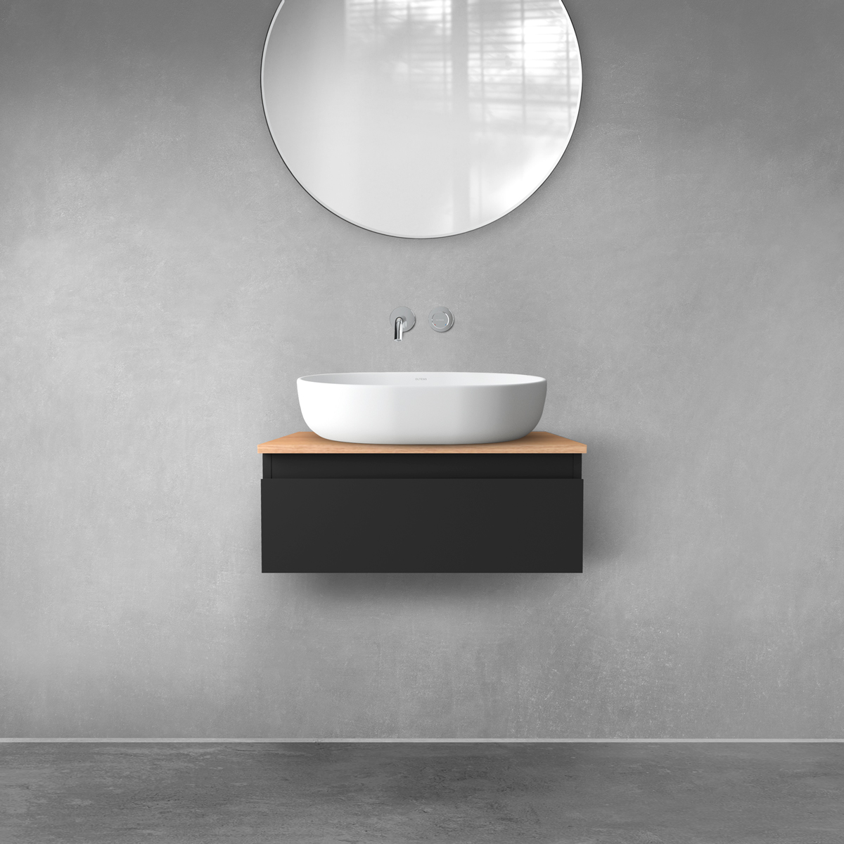 Darmowa Dostawa - Szafka z blatem 60x46.4x25.2 cm podumywalkowa wisząca czarna Oltens Vernal 68107300