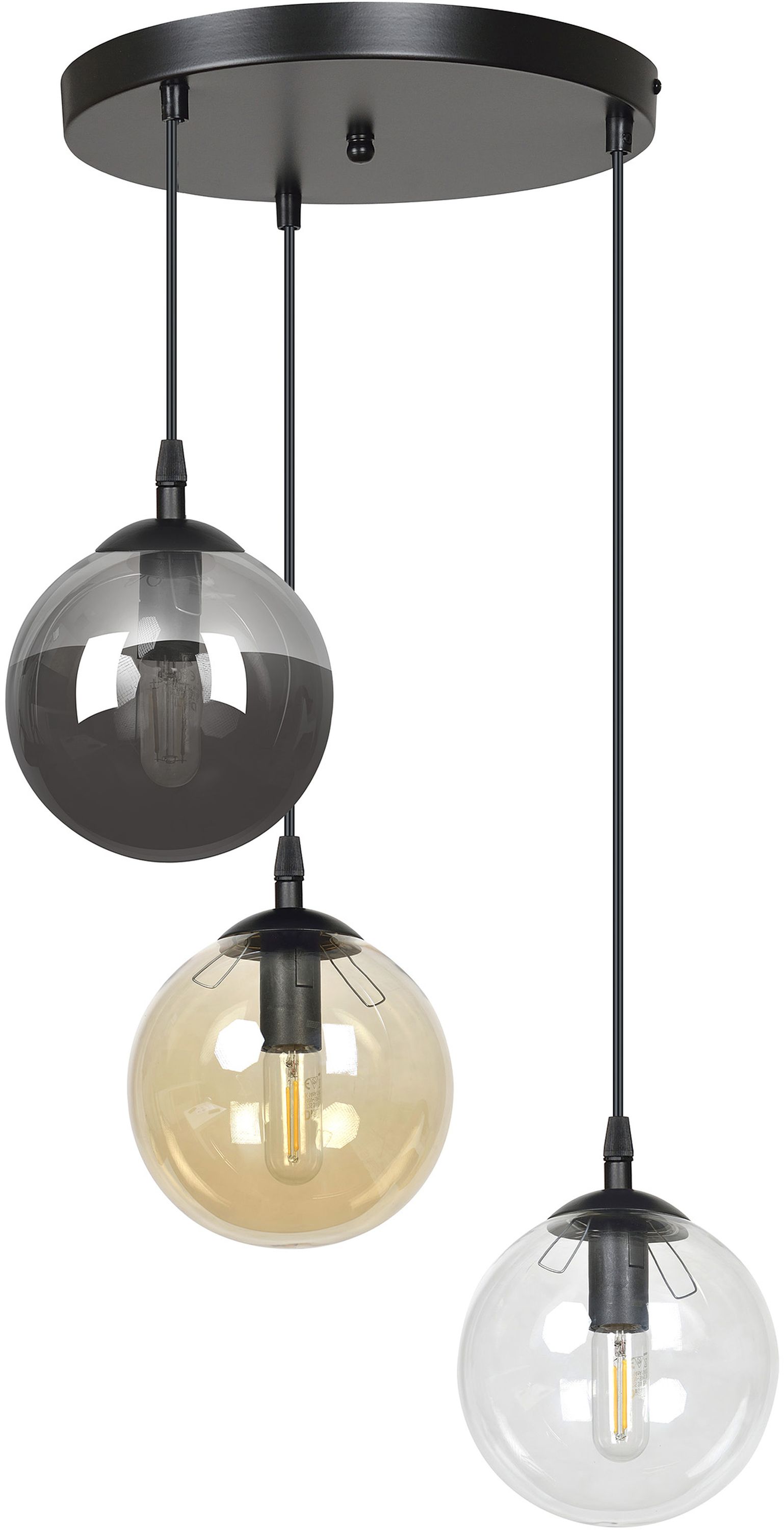 Darmowa Dostawa - Lampa wisząca 3x10 W czarna-przezroczysta-bursztynowa-grafitowa Emibig Cosmo 7143PREM