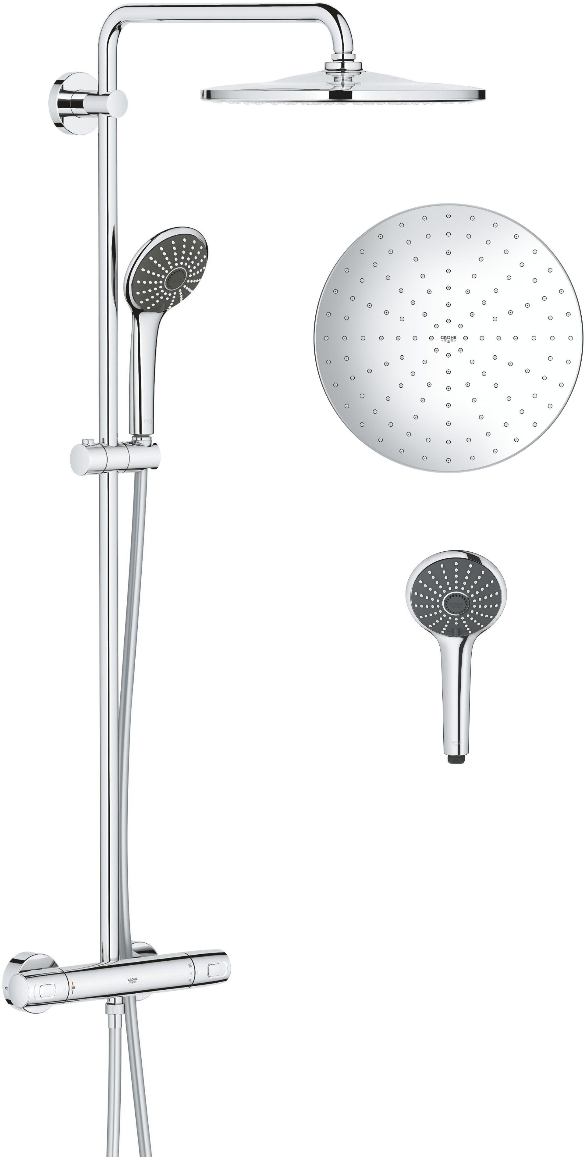 Darmowa Dostawa - Zestaw prysznicowy ścienny termostatyczny z deszczownicą starlight chrome Grohe Vitalio Joy 26400001