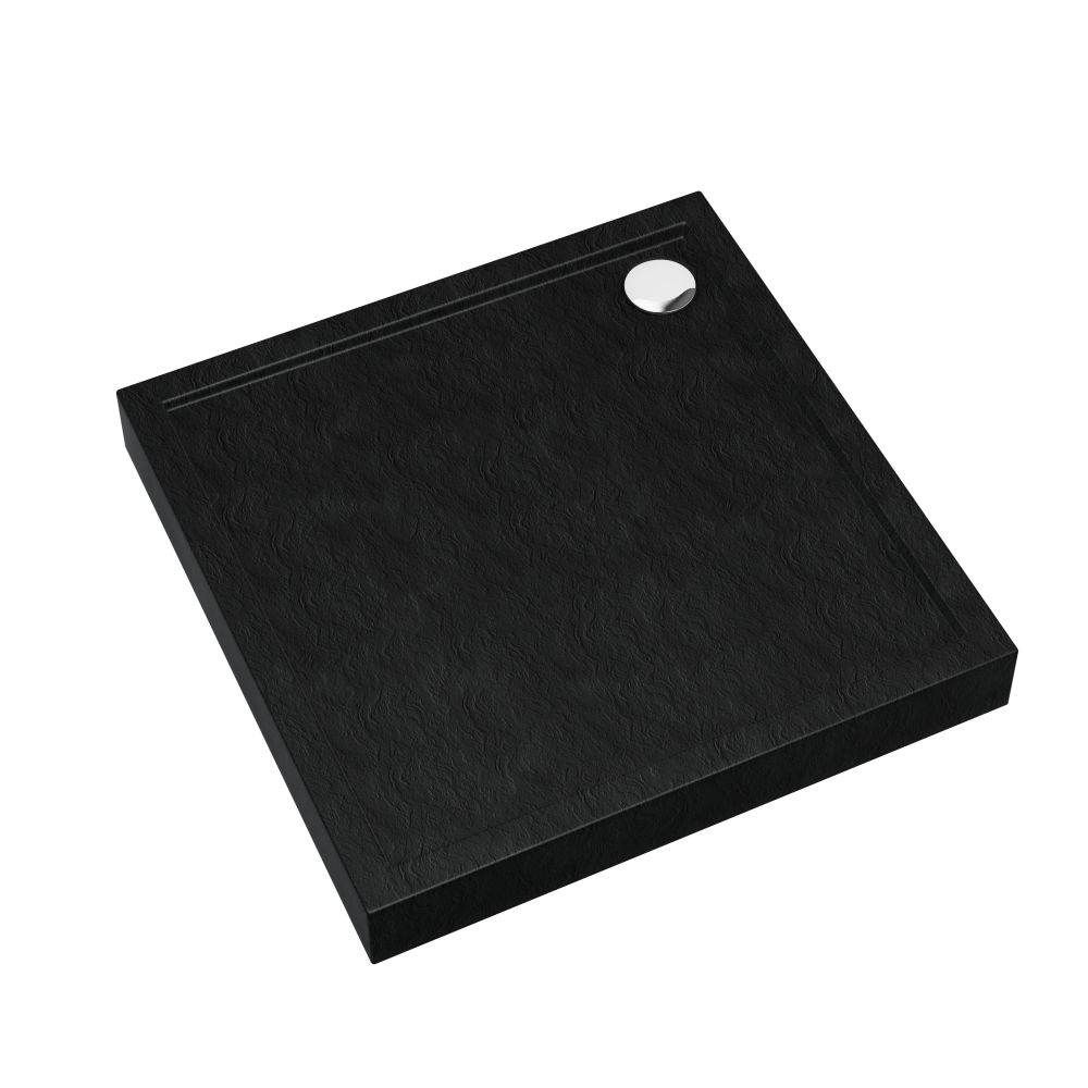 Darmowa Dostawa - Brodzik kwadratowy 80x80 cm czarny Schedline Collection Cameron Black Stone 3STC1K8080CST