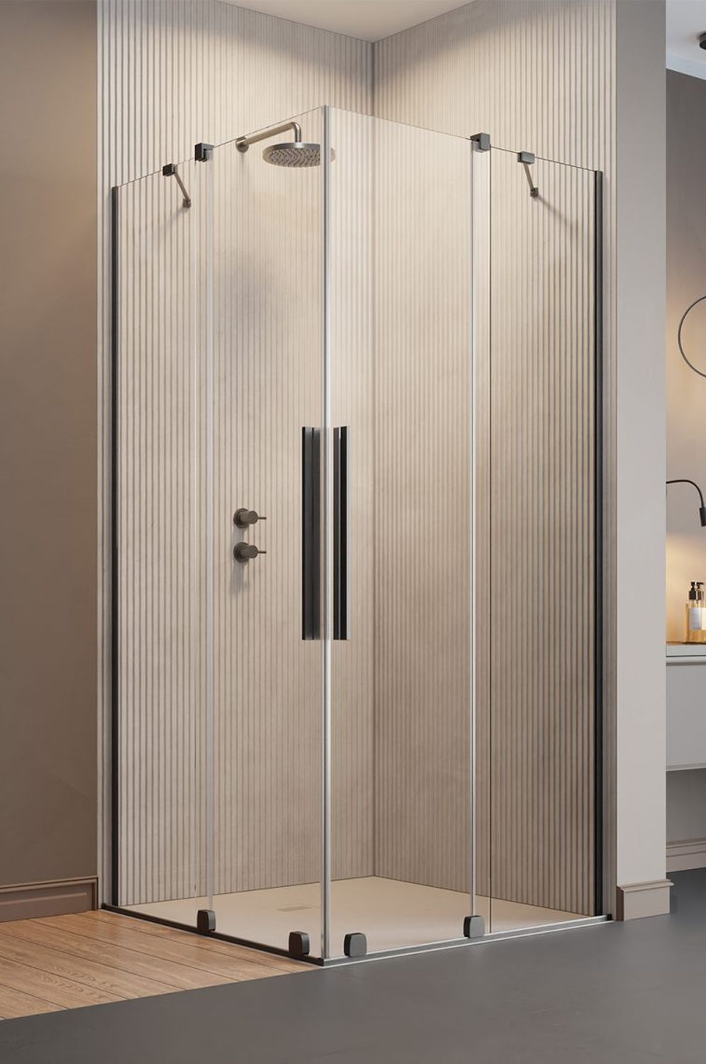 Darmowa Dostawa - Kabina prysznicowa część lewa 100x100 cm kwadratowa szczotkowany/szkło przezroczyste Radaway Furo Brushed Gunmetal KDD 101051009201L