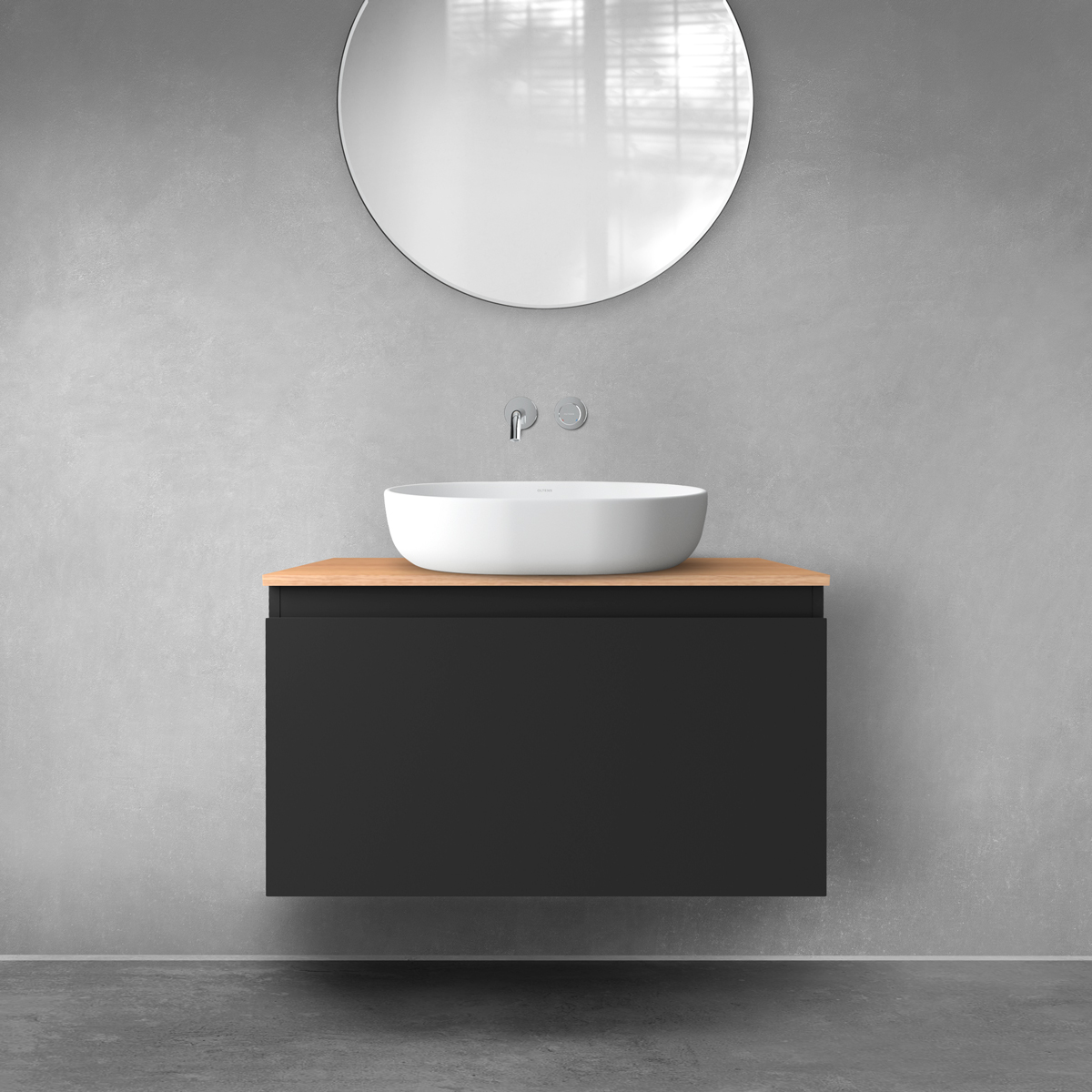 Darmowa Dostawa - Szafka z blatem 80x46.4x48.6 cm podumywalkowa wisząca czarna Oltens Vernal 68112300