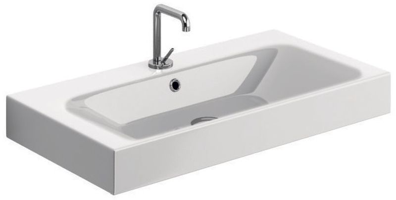 Darmowa Dostawa - Umywalka 80x45 cm prostokątna ścienna-nablatowa biała Kerasan Cento 353301