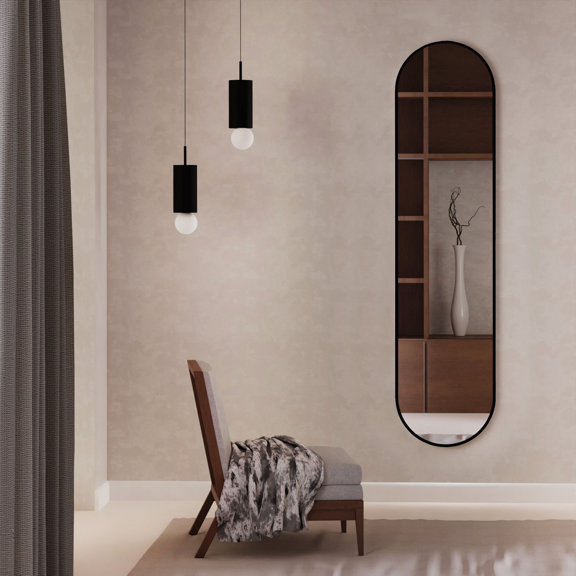 Darmowa Dostawa - Lustro 60x90 cm owalne czarny Baltica Design Tiny Border Semi Round 5904107924359