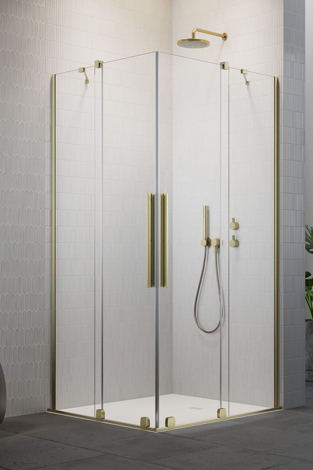 Darmowa Dostawa - Kabina prysznicowa część prawa 100x100 cm kwadratowa Radaway Furo Brushed Gold KDD 101051009901R