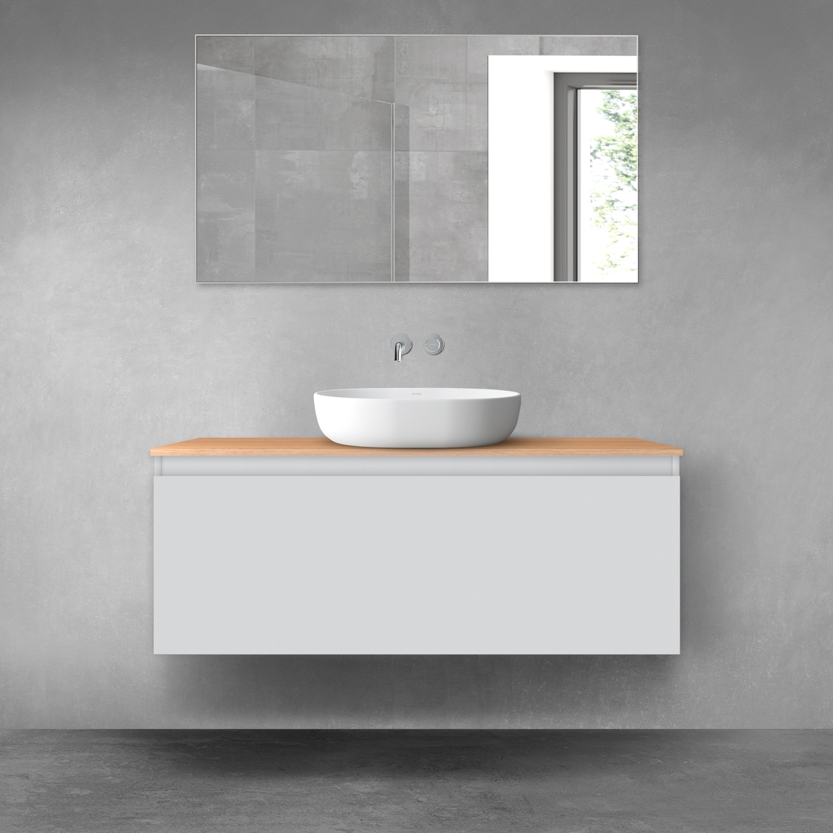 Darmowa Dostawa - Szafka z blatem 120x46.4x48.6 cm podumywalkowa wisząca szara Oltens Vernal 68106700