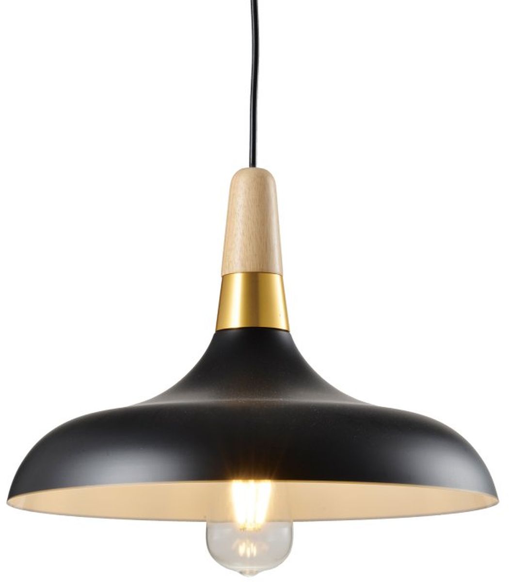 Darmowa Dostawa - Lampa wisząca 1x40 W czarna-złota-drewno GTV Skandi OSSKAN210DEC