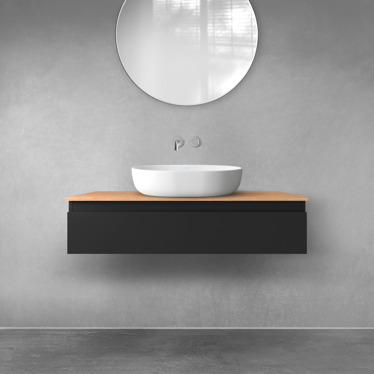 Darmowa Dostawa - Szafka z blatem 100x46.4x25.2 cm podumywalkowa wisząca czarna Oltens Vernal 68109300
