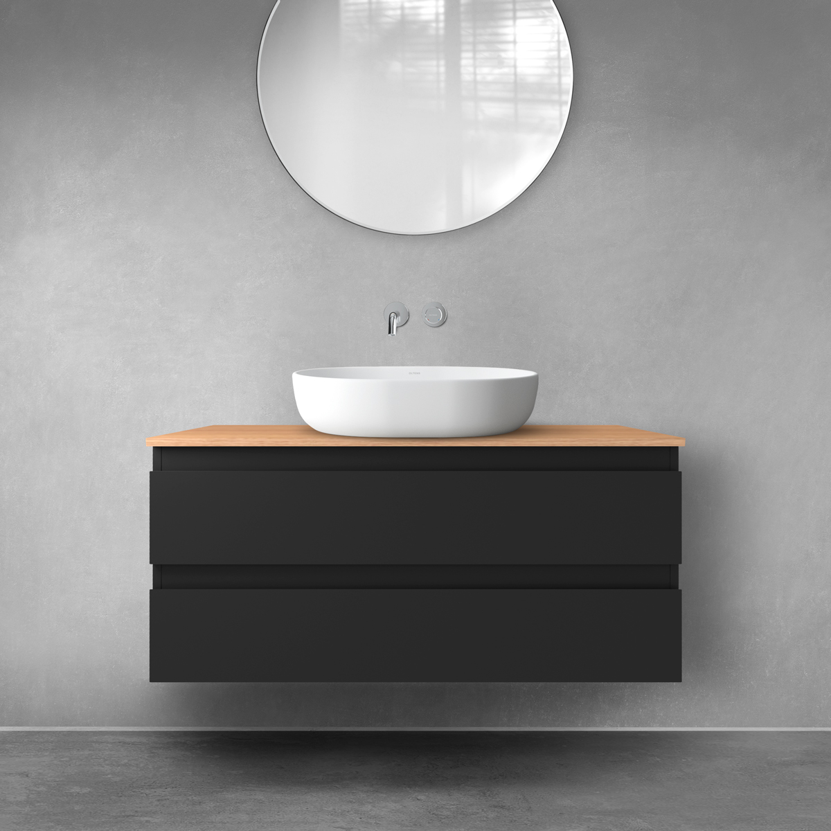 Darmowa Dostawa - Szafka z blatem 100x46.4x48.6 cm podumywalkowa wisząca czarna Oltens Vernal 68126300