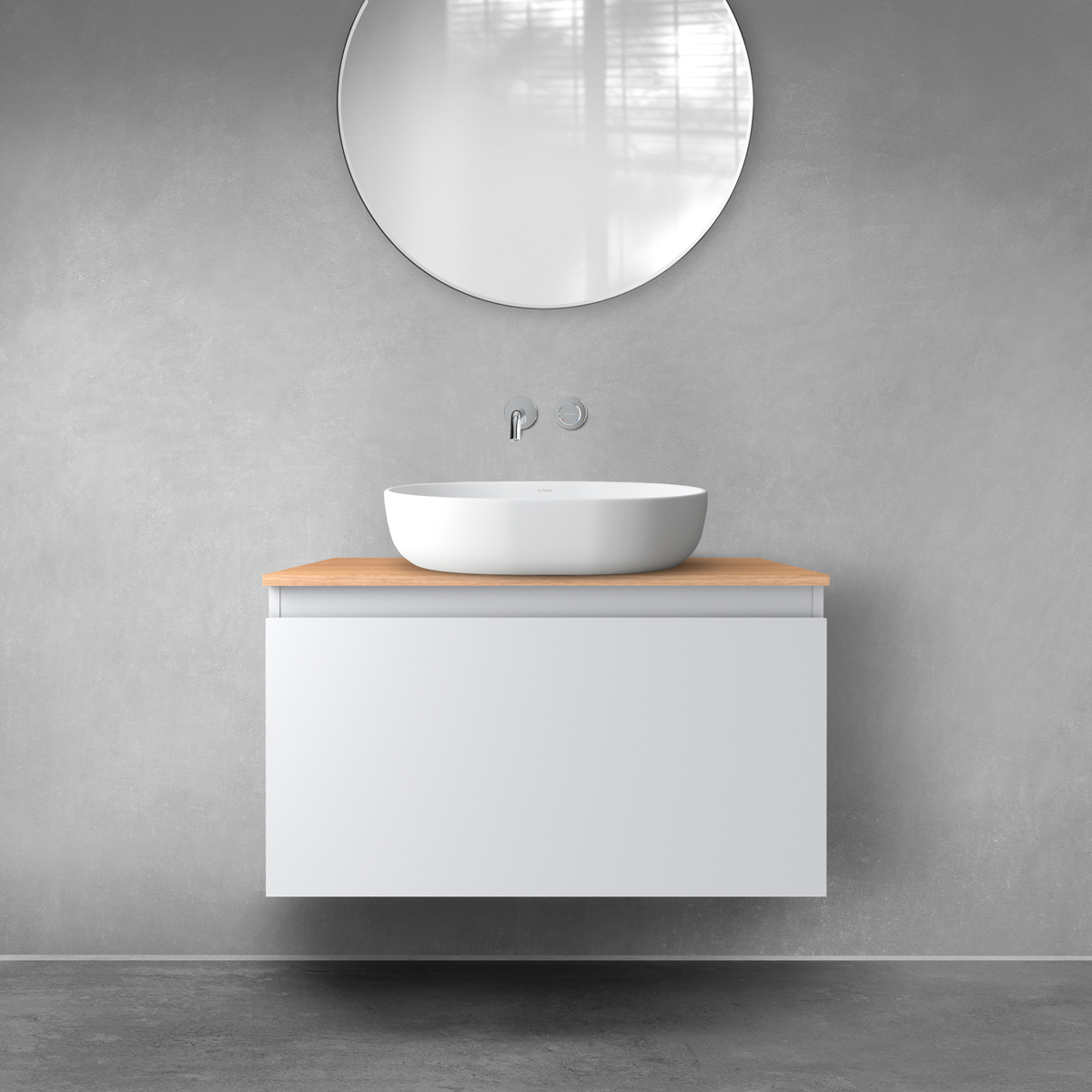 Darmowa Dostawa - Szafka z blatem 80x46.4x48.6 cm podumywalkowa wisząca szara Oltens Vernal 68112700