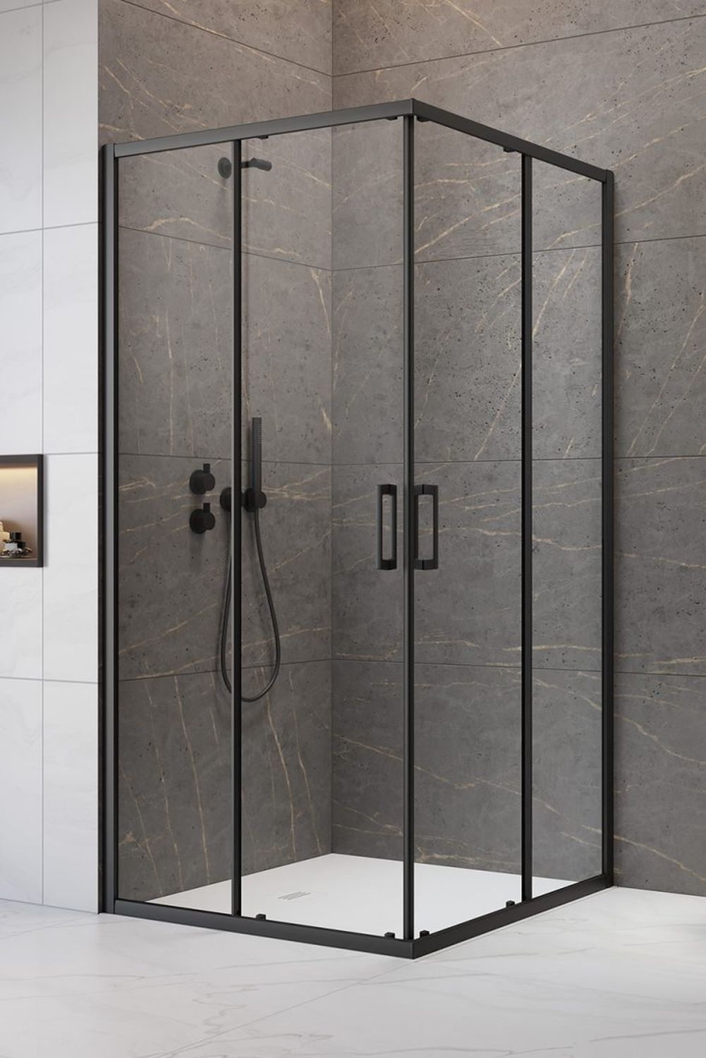 Darmowa Dostawa - Drzwi prysznicowe 80 cm rozsuwane czarny mat/szkło przezroczyste Radaway Premium Pro Black KDD 10170805401R