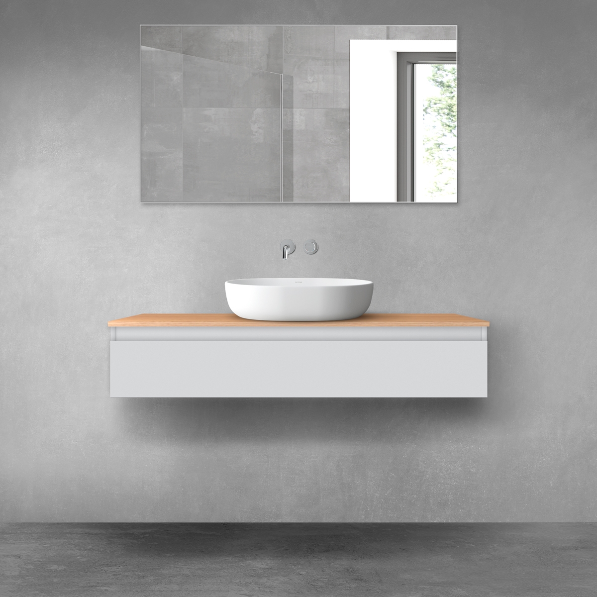 Darmowa Dostawa - Szafka z blatem 120x46.4x25.2 cm podumywalkowa wisząca szara Oltens Vernal 68103700