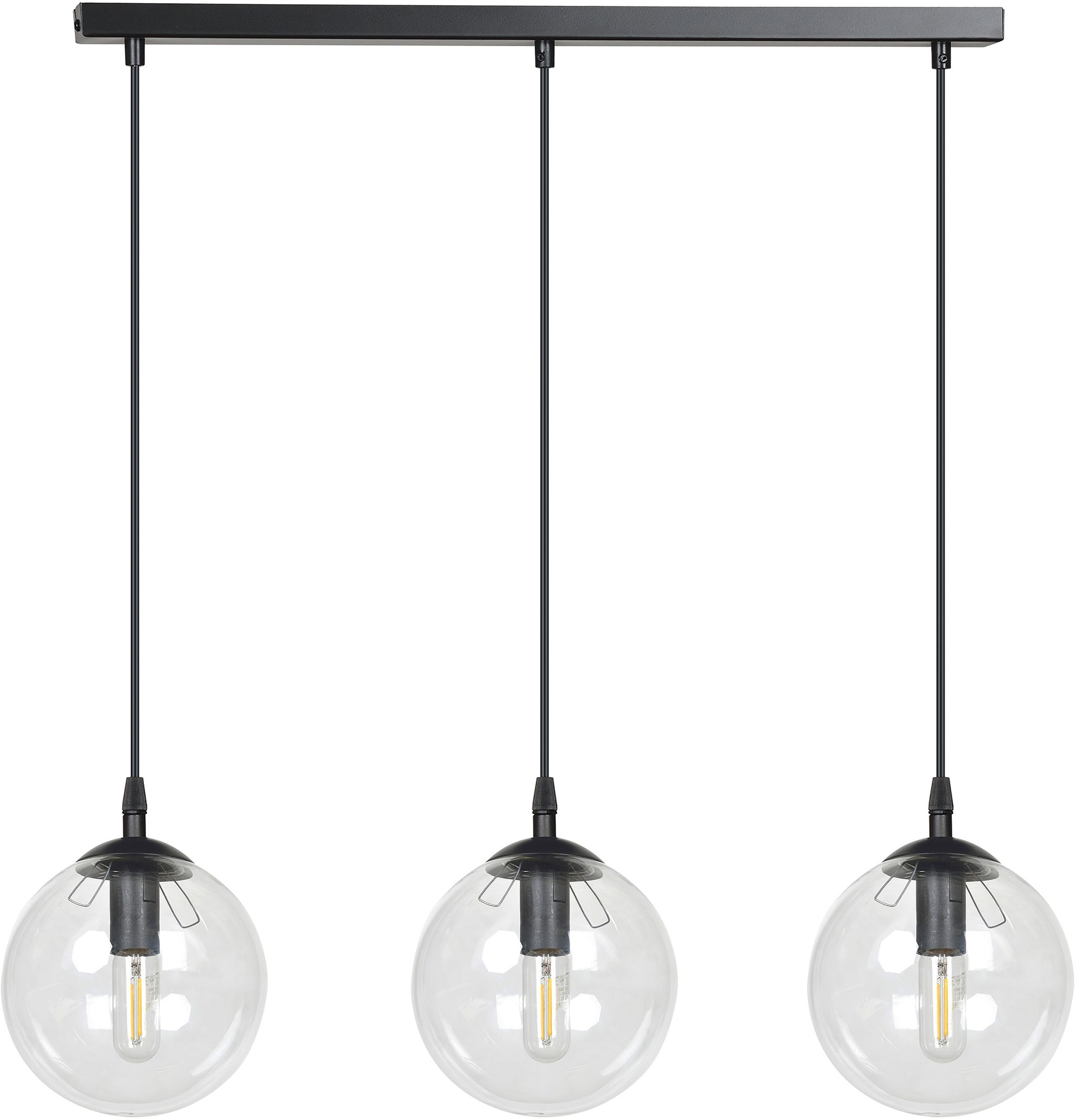 Darmowa Dostawa - Lampa wisząca 3x10 W czarna-przezroczysta Emibig Cosmo 7113