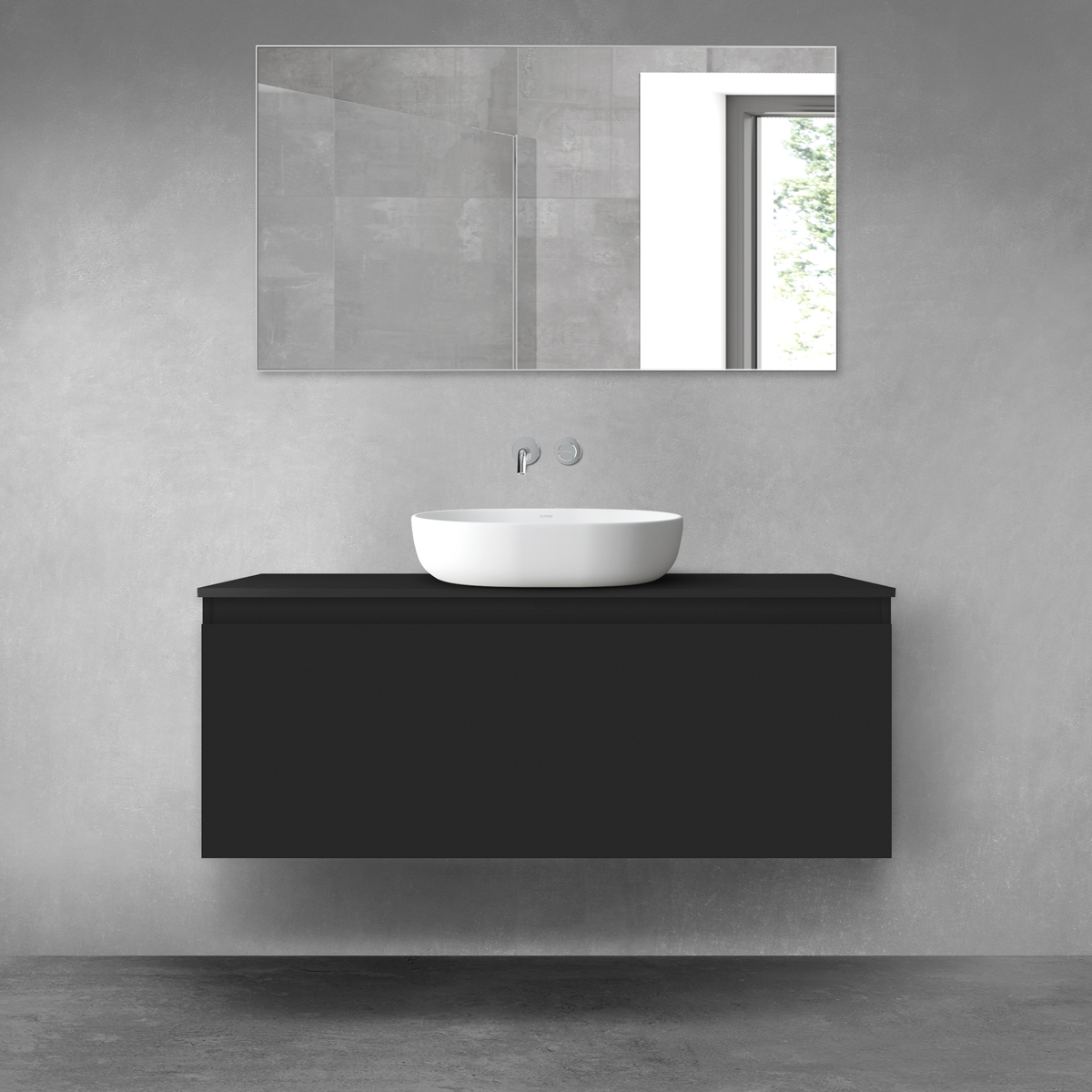 Darmowa Dostawa - Szafka z blatem 120x46.4x48.6 cm podumywalkowa wisząca czarna Oltens Vernal 68129300