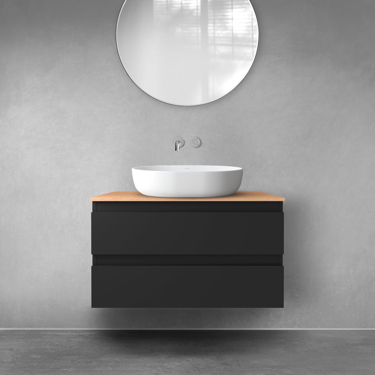 Darmowa Dostawa - Szafka 80x46.4x48.6 cm podumywalkowa wisząca czarna-dab Oltens Vernal 68125300