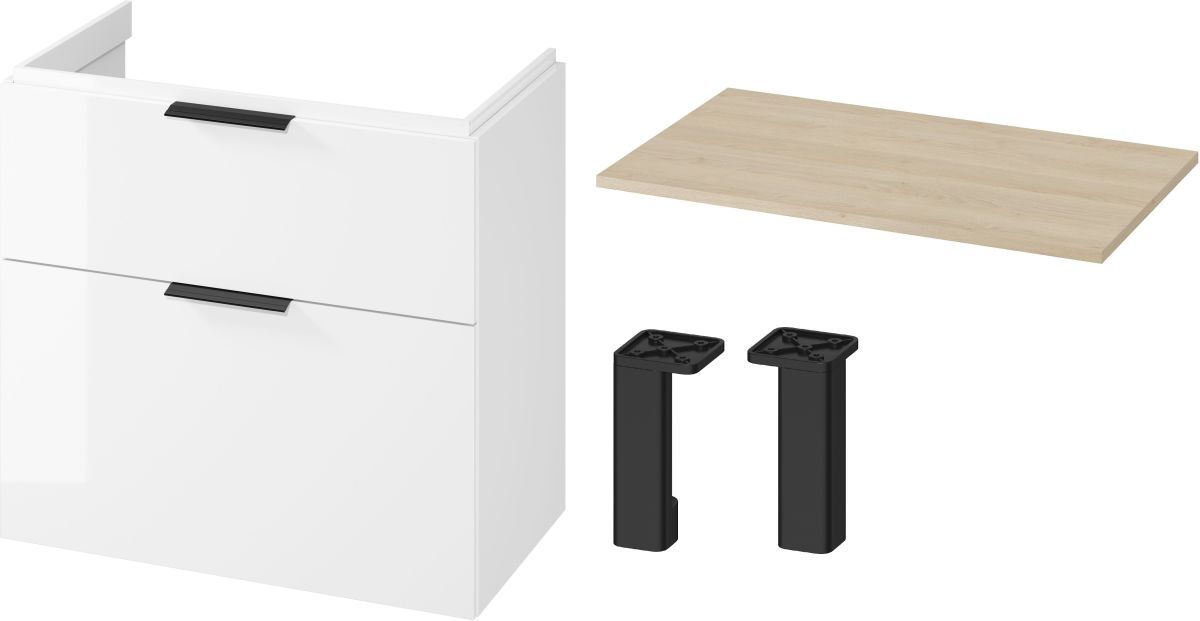 Darmowa Dostawa - Szafka z blatem 79.4x44.7x72 cm podumywalkowa wisząca biała-czarna-dąb Cersanit City abset9151