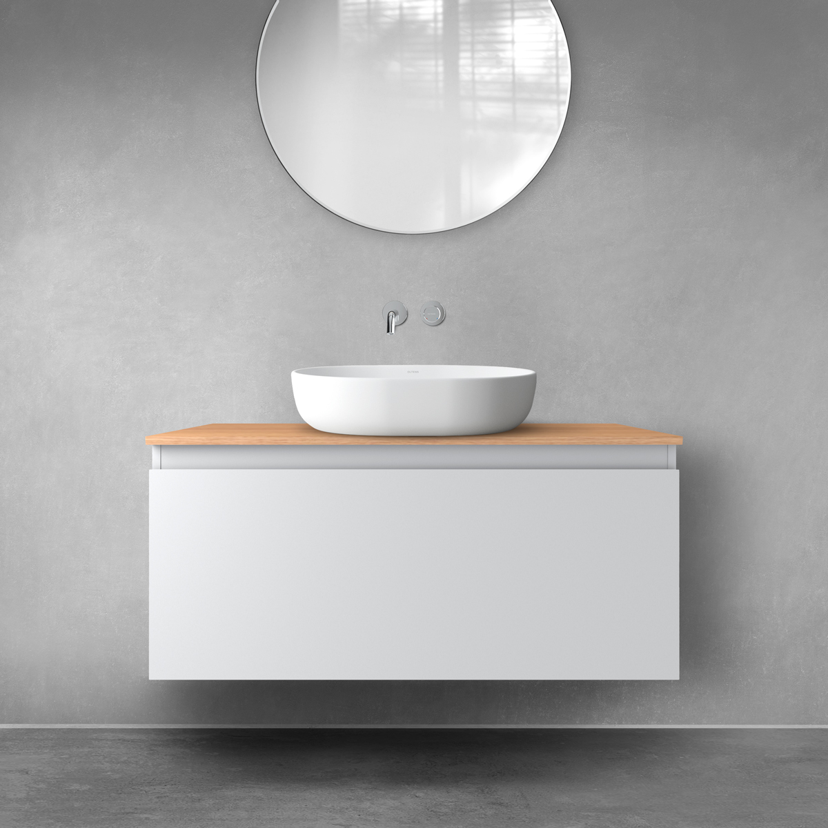 Darmowa Dostawa - Szafka z blatem 100x46.4x48.6 cm podumywalkowa wisząca szara Oltens Vernal 68113700